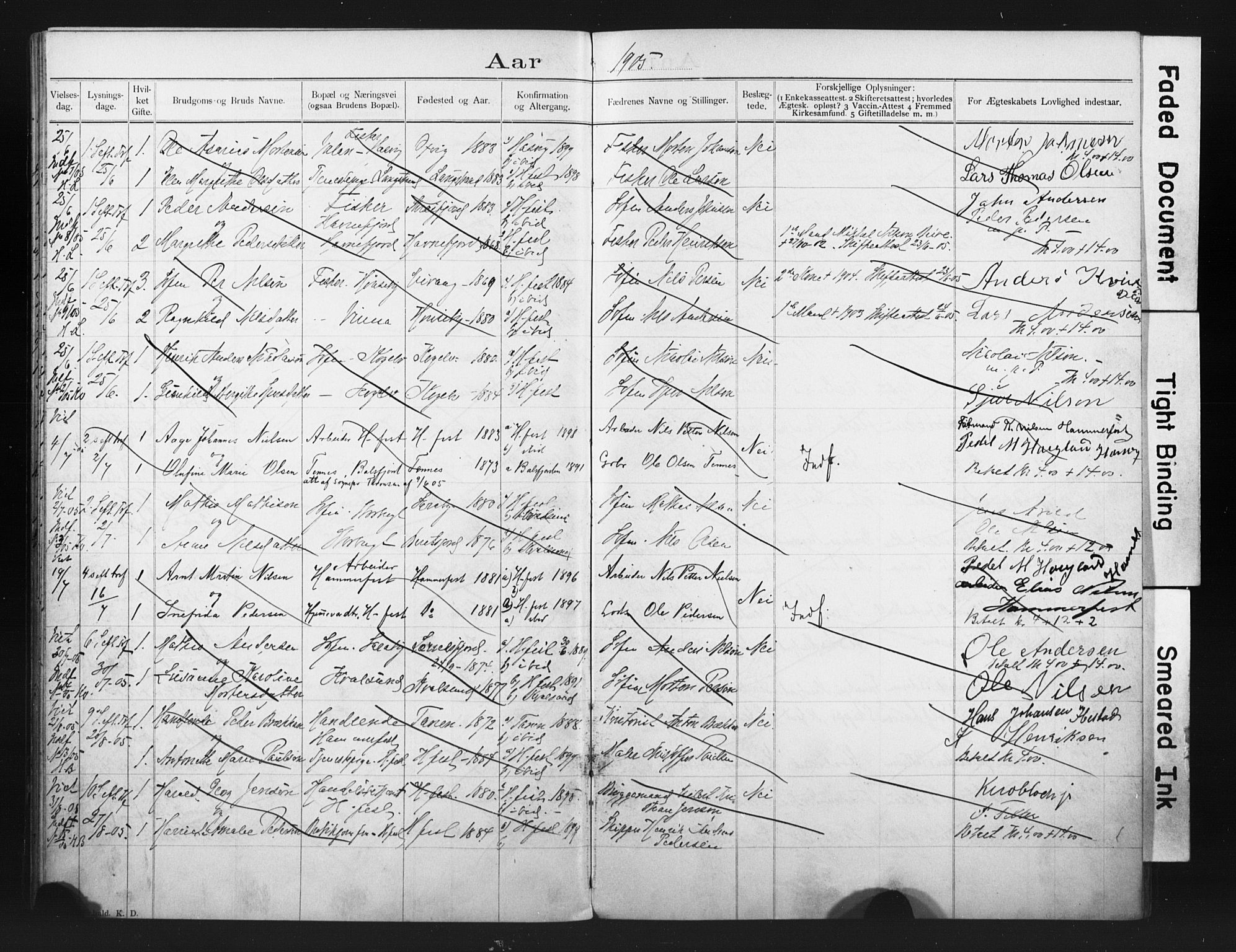 Hammerfest sokneprestkontor, AV/SATØ-S-1347/I/Ib/L0071: Banns register no. 71, 1899-1912