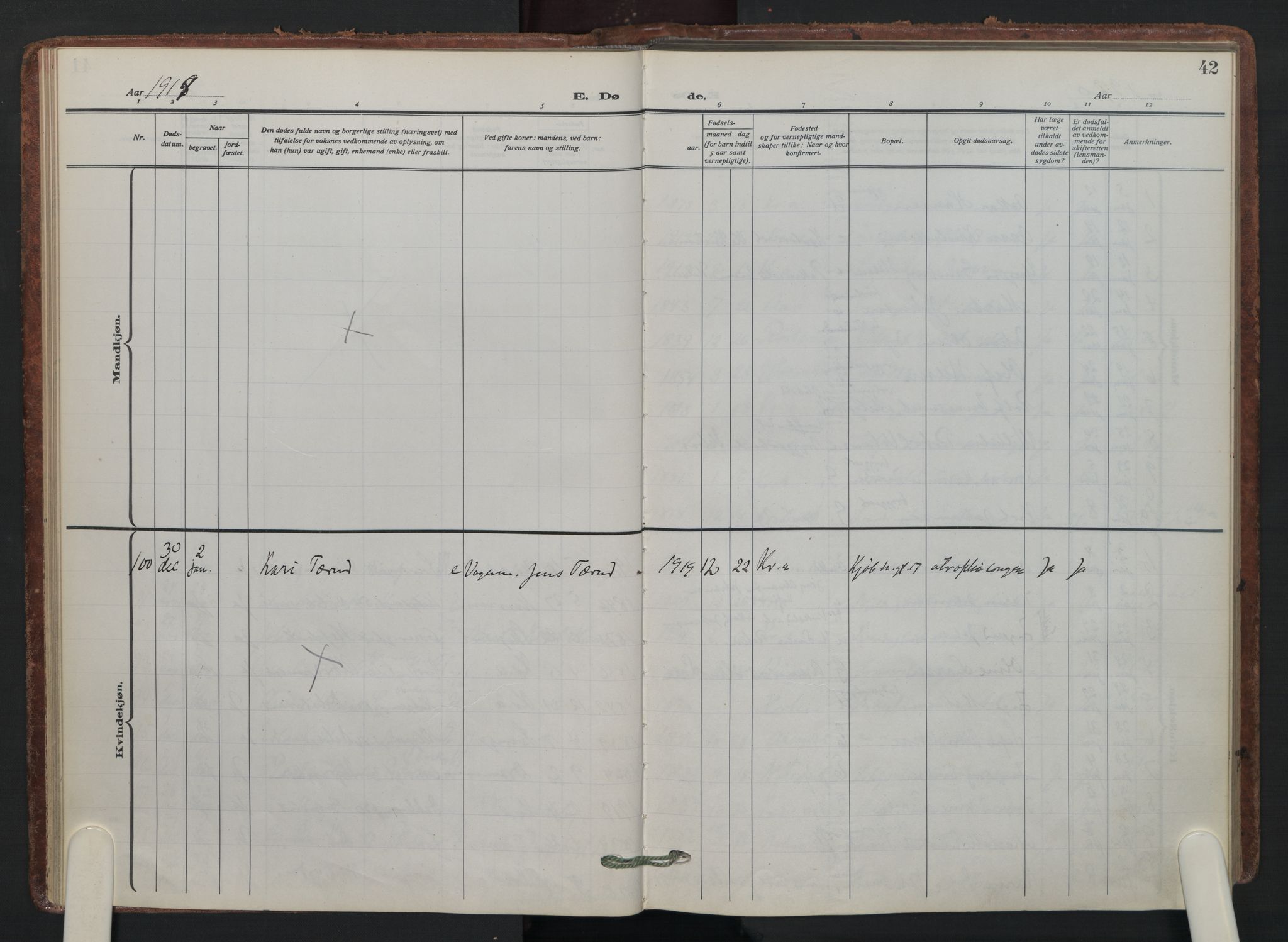 Petrus prestekontor Kirkebøker, AV/SAO-A-10872/F/Fa/L0014: Parish register (official) no. 14, 1916-1937, p. 42