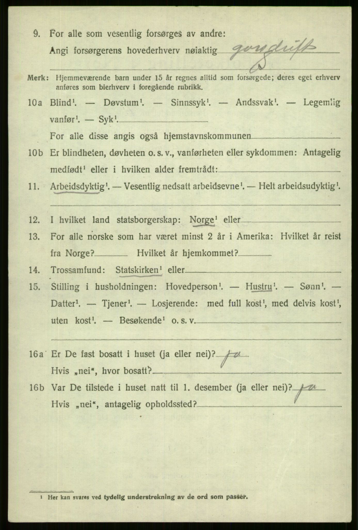 SAB, 1920 census for Vossestrand, 1920, p. 1437