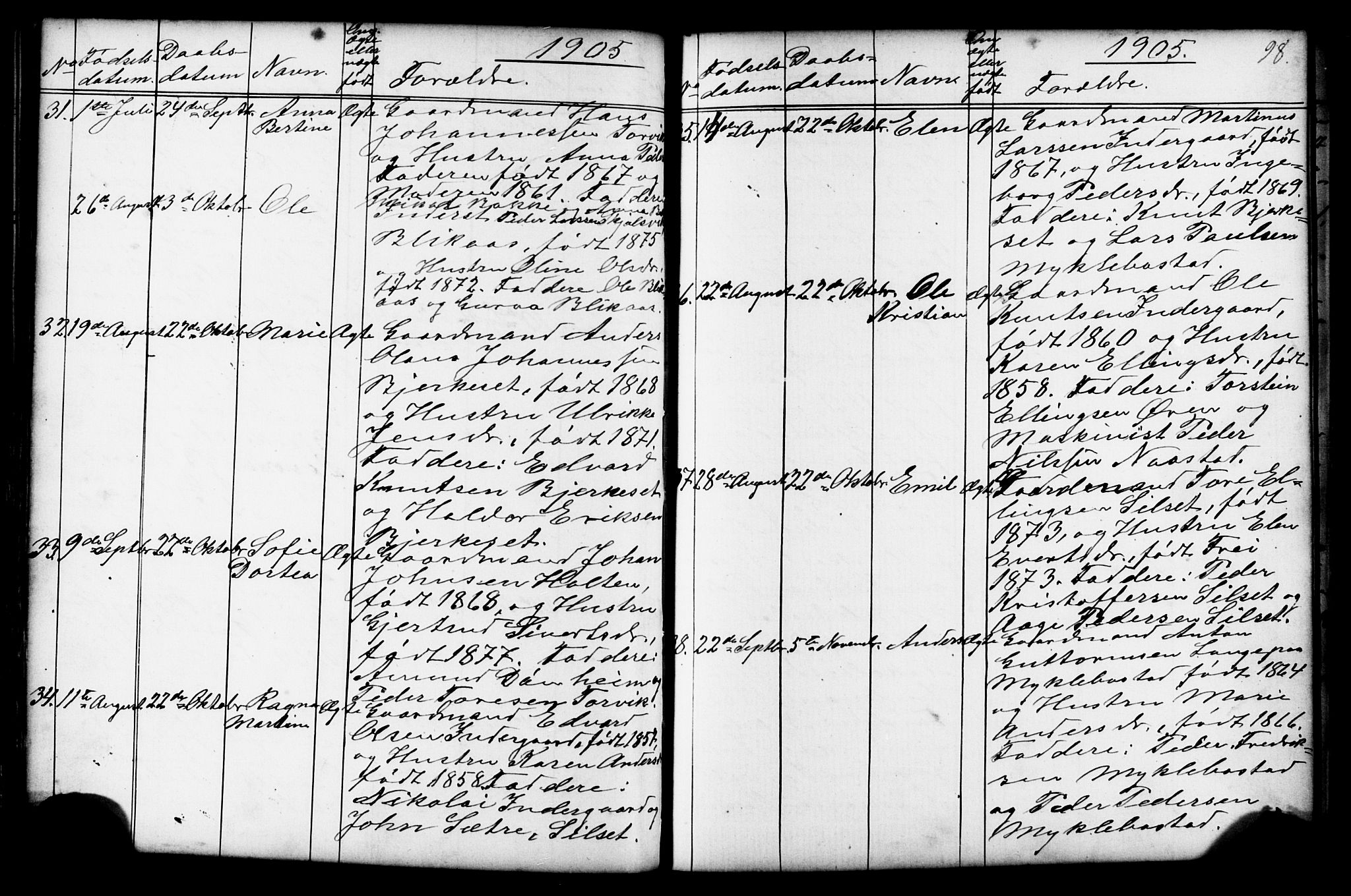 Ministerialprotokoller, klokkerbøker og fødselsregistre - Møre og Romsdal, AV/SAT-A-1454/584/L0969: Parish register (copy) no. 584C02, 1877-1911, p. 98