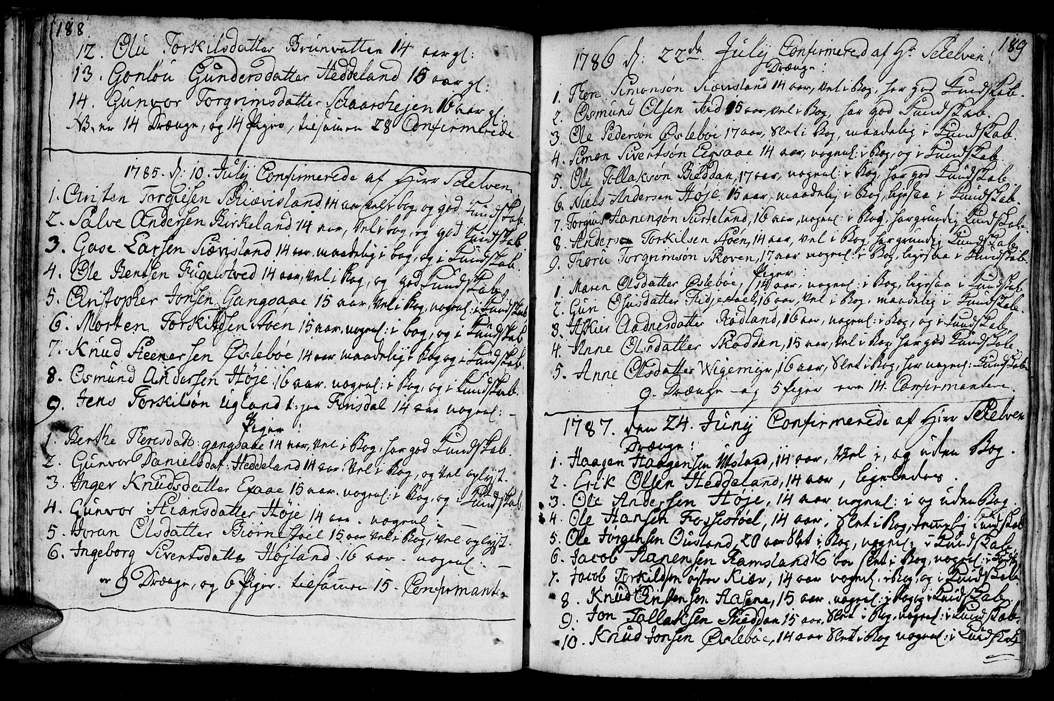 Holum sokneprestkontor, SAK/1111-0022/F/Fa/Fac/L0001: Parish register (official) no. A 1, 1773-1820, p. 188-189