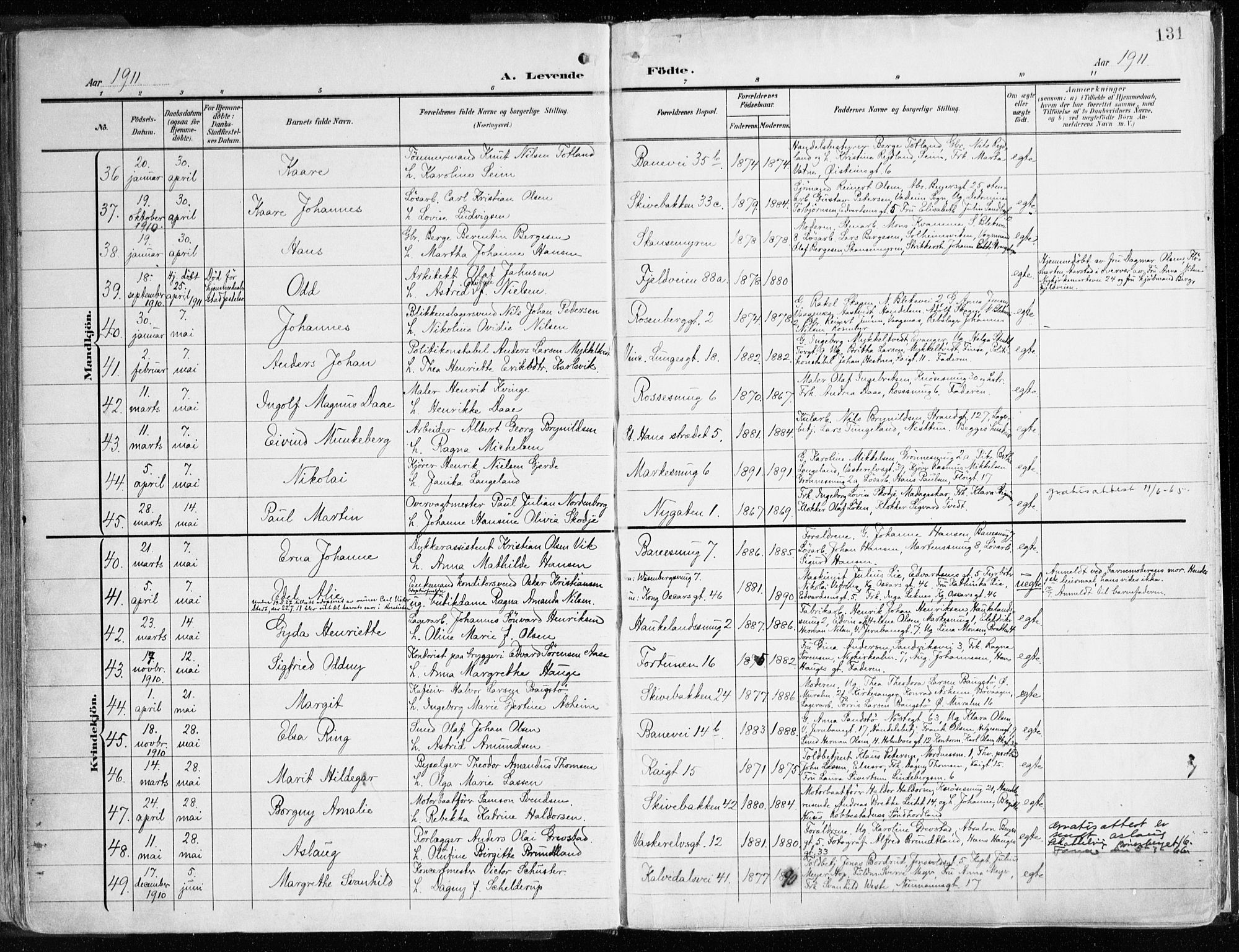 Domkirken sokneprestembete, SAB/A-74801/H/Haa/L0025: Parish register (official) no. B 8, 1903-1925, p. 131