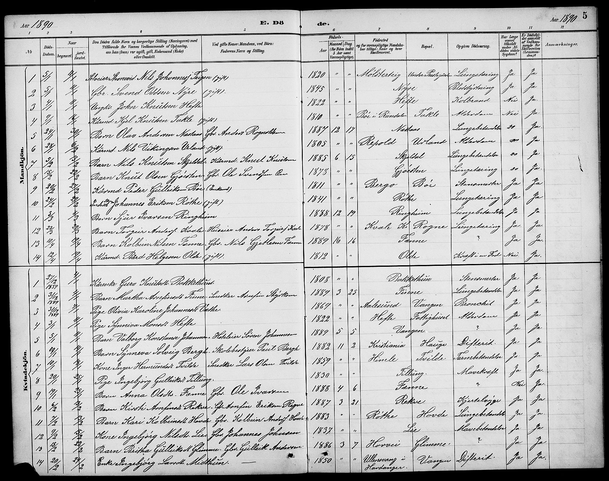 Voss sokneprestembete, AV/SAB-A-79001/H/Hab: Parish register (copy) no. F 1, 1890-1912, p. 5