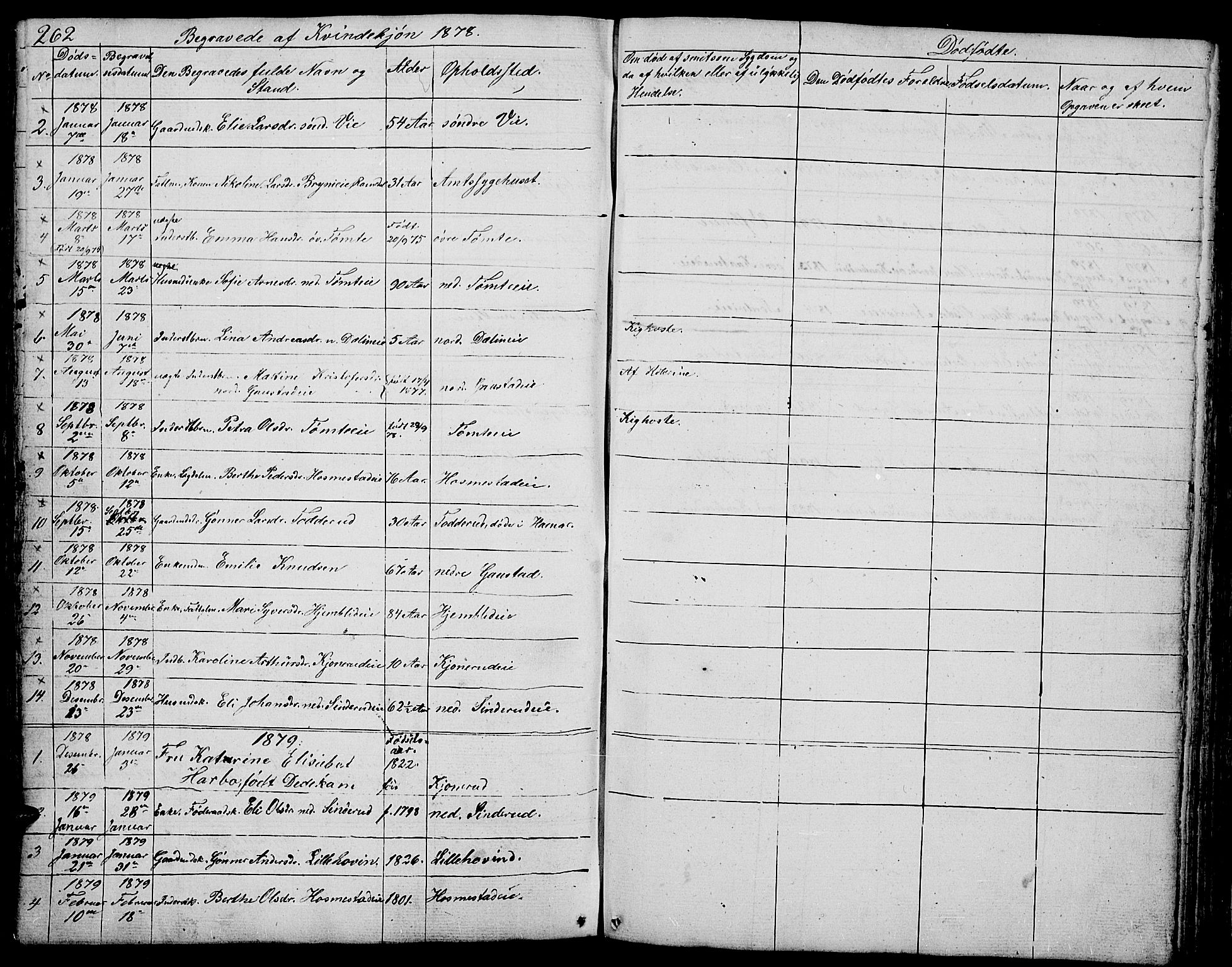 Stange prestekontor, SAH/PREST-002/L/L0002: Parish register (copy) no. 2, 1838-1879, p. 262