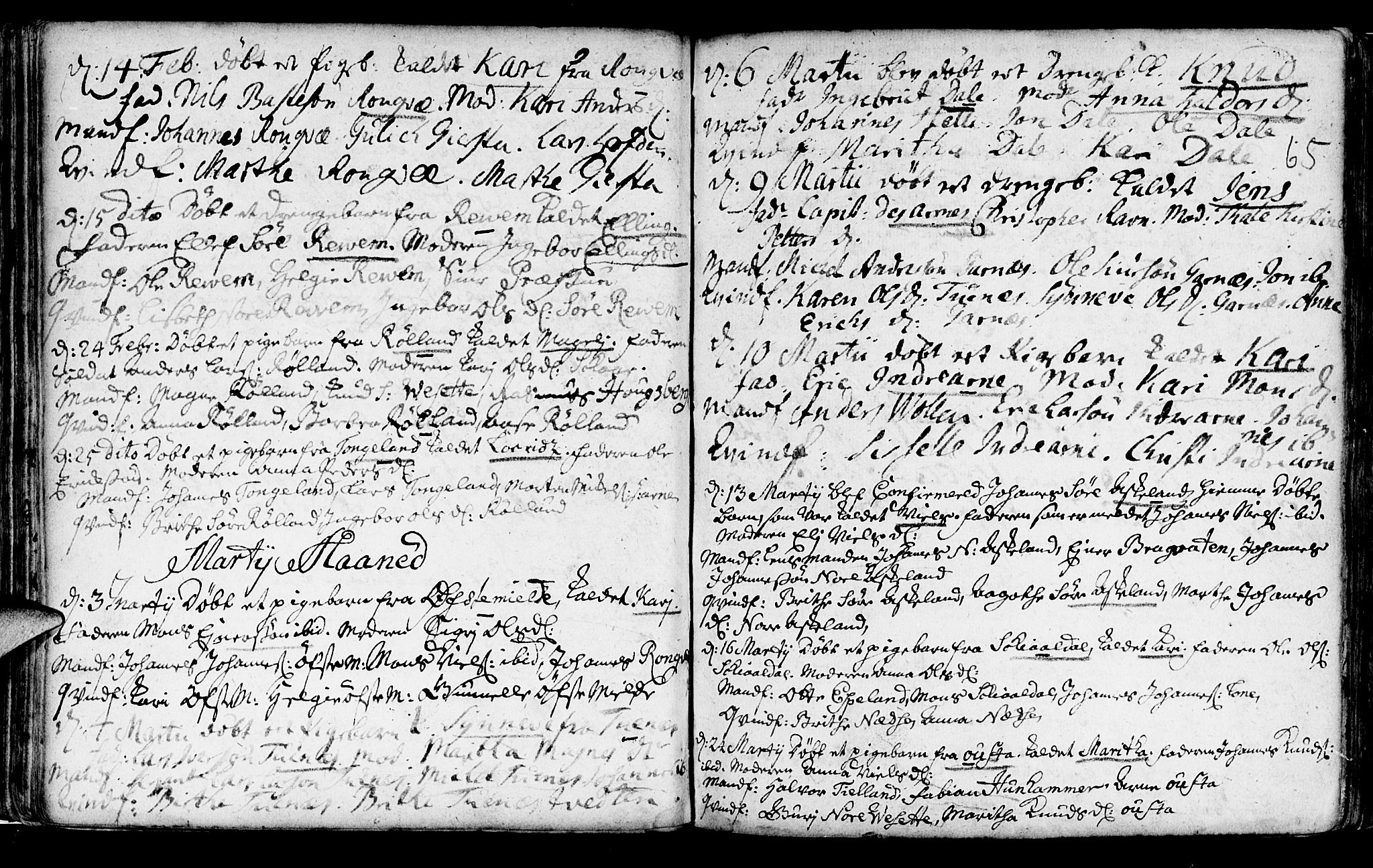 Haus sokneprestembete, AV/SAB-A-75601/H/Haa: Parish register (official) no. A 5, 1733-1747, p. 65