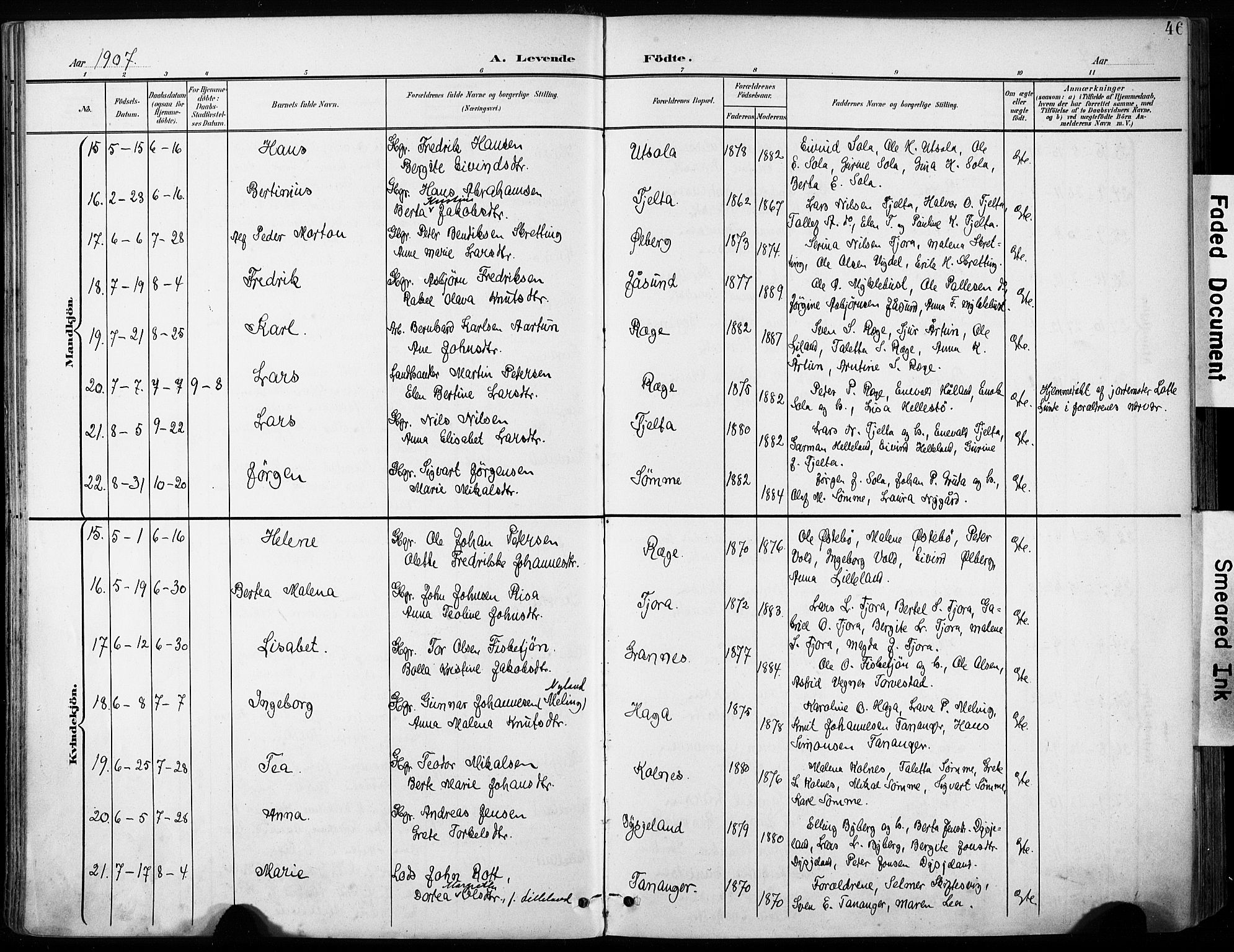 Håland sokneprestkontor, AV/SAST-A-101802/001/30BA/L0013: Parish register (official) no. A 12, 1901-1913, p. 46