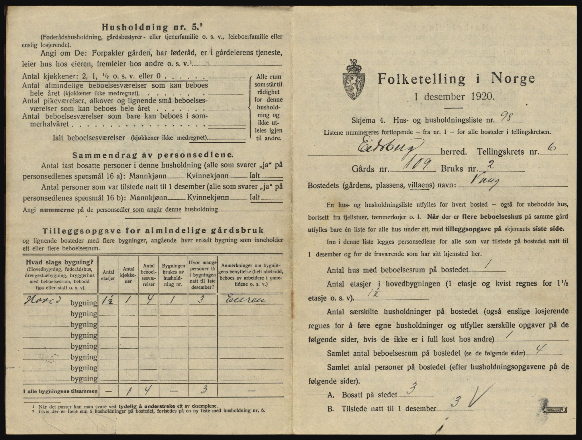 SAO, 1920 census for Eidsberg, 1920, p. 1179