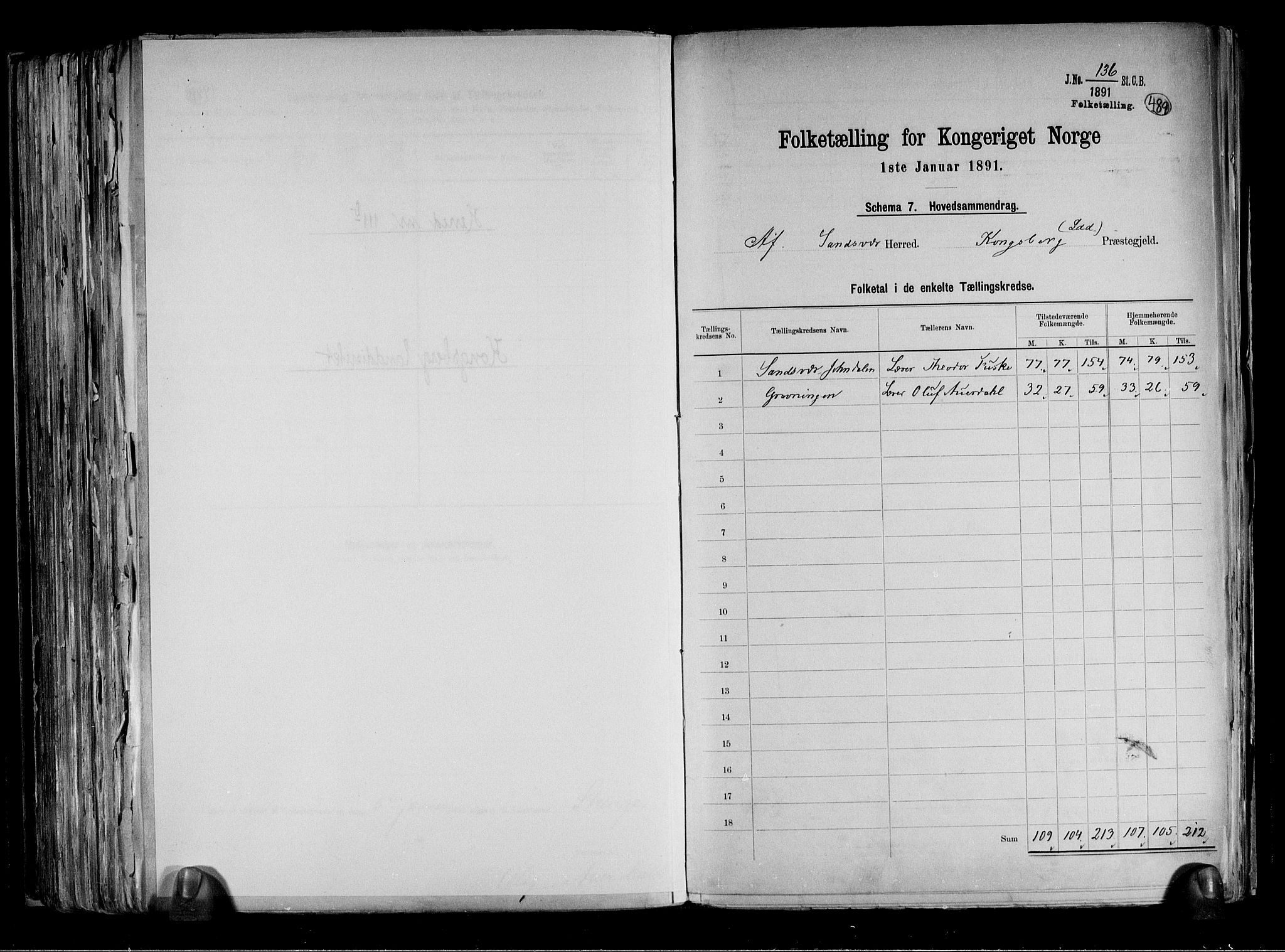 RA, 1891 census for 0629 Sandsvær, 1891, p. 33