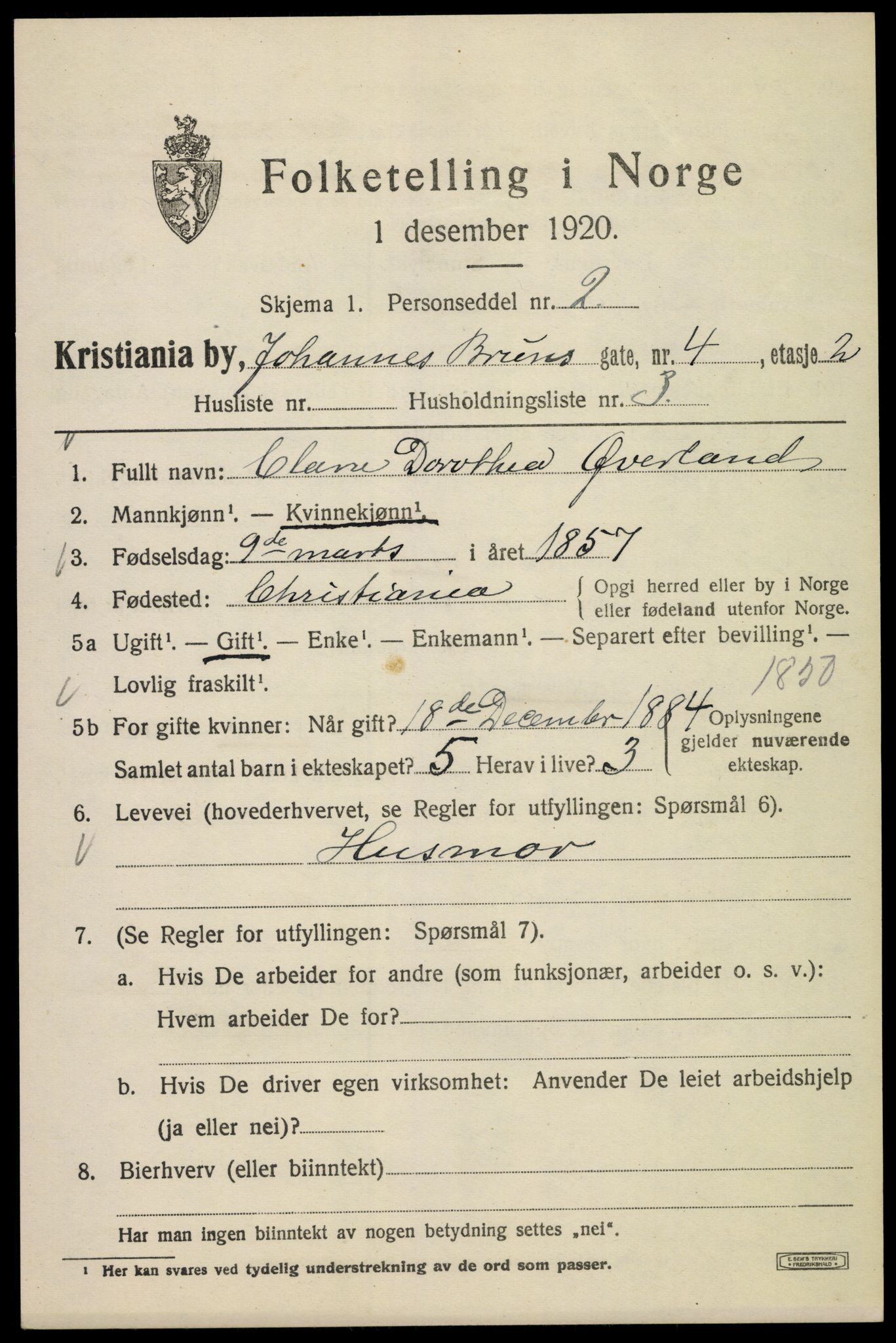 SAO, 1920 census for Kristiania, 1920, p. 323611