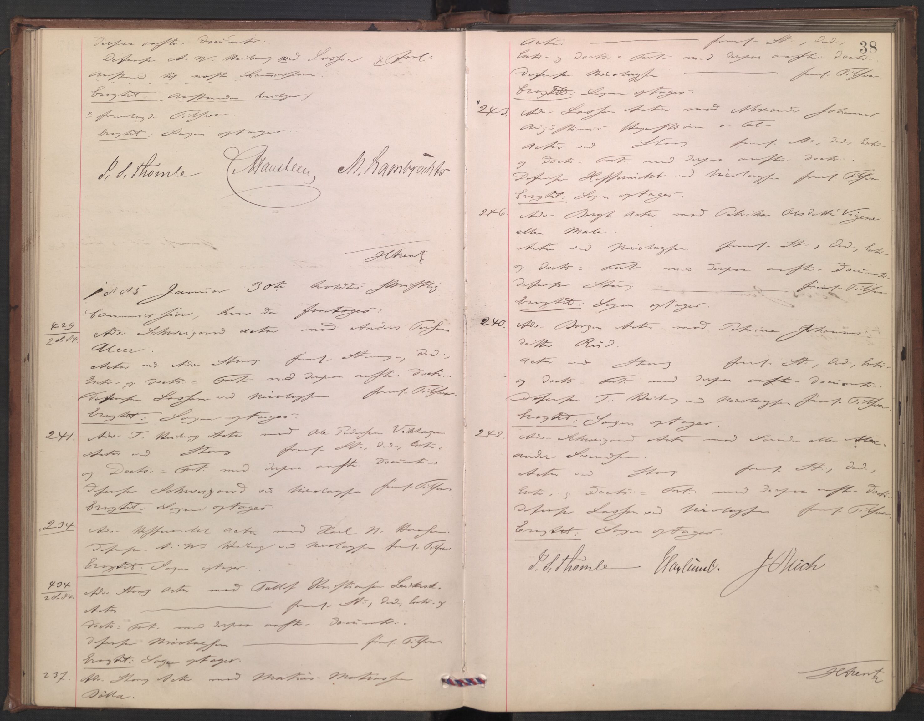 Høyesterett, AV/RA-S-1002/E/Ef/L0015: Protokoll over saker som gikk til skriftlig behandling, 1884-1888, p. 37b-38a