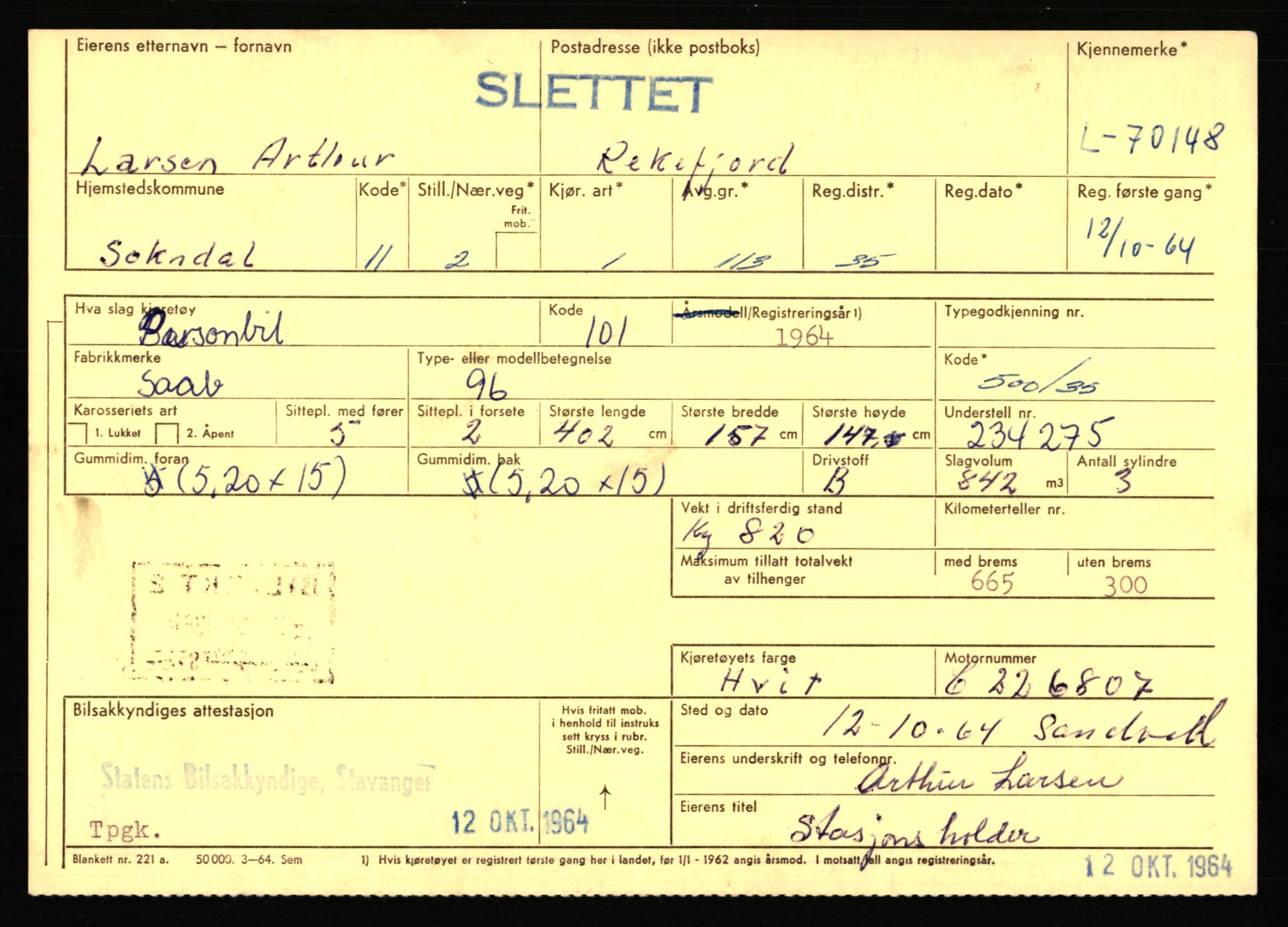 Stavanger trafikkstasjon, AV/SAST-A-101942/0/F/L0066: L-68000 - L-71599, 1930-1971, p. 1197