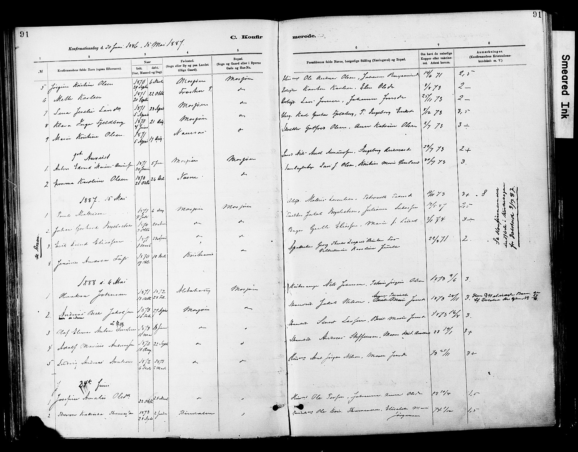 Ministerialprotokoller, klokkerbøker og fødselsregistre - Nordland, SAT/A-1459/820/L0296: Parish register (official) no. 820A17, 1880-1903, p. 91