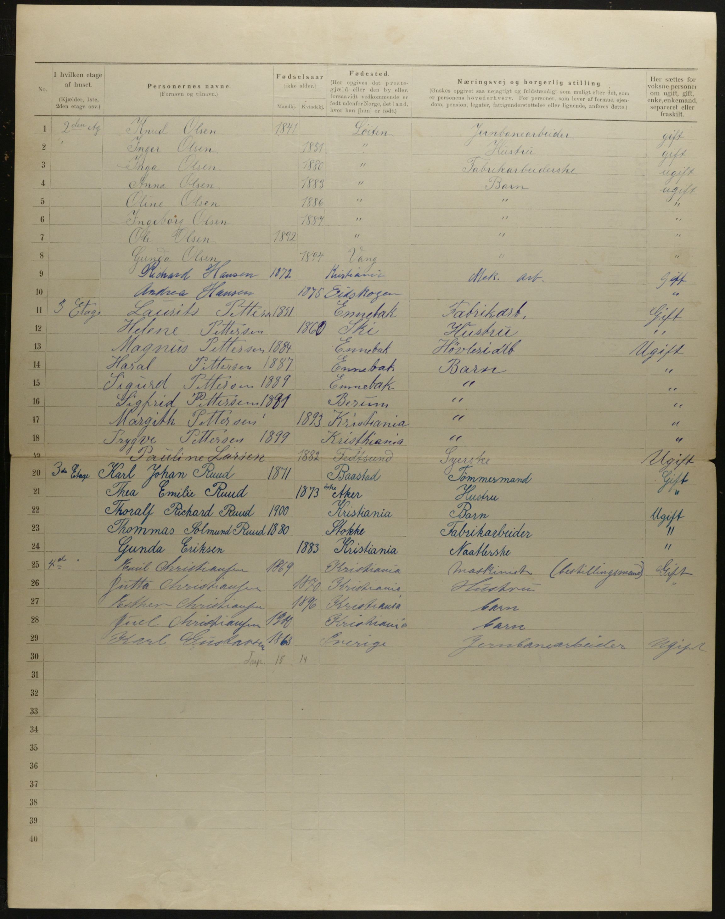 OBA, Municipal Census 1901 for Kristiania, 1901, p. 11629