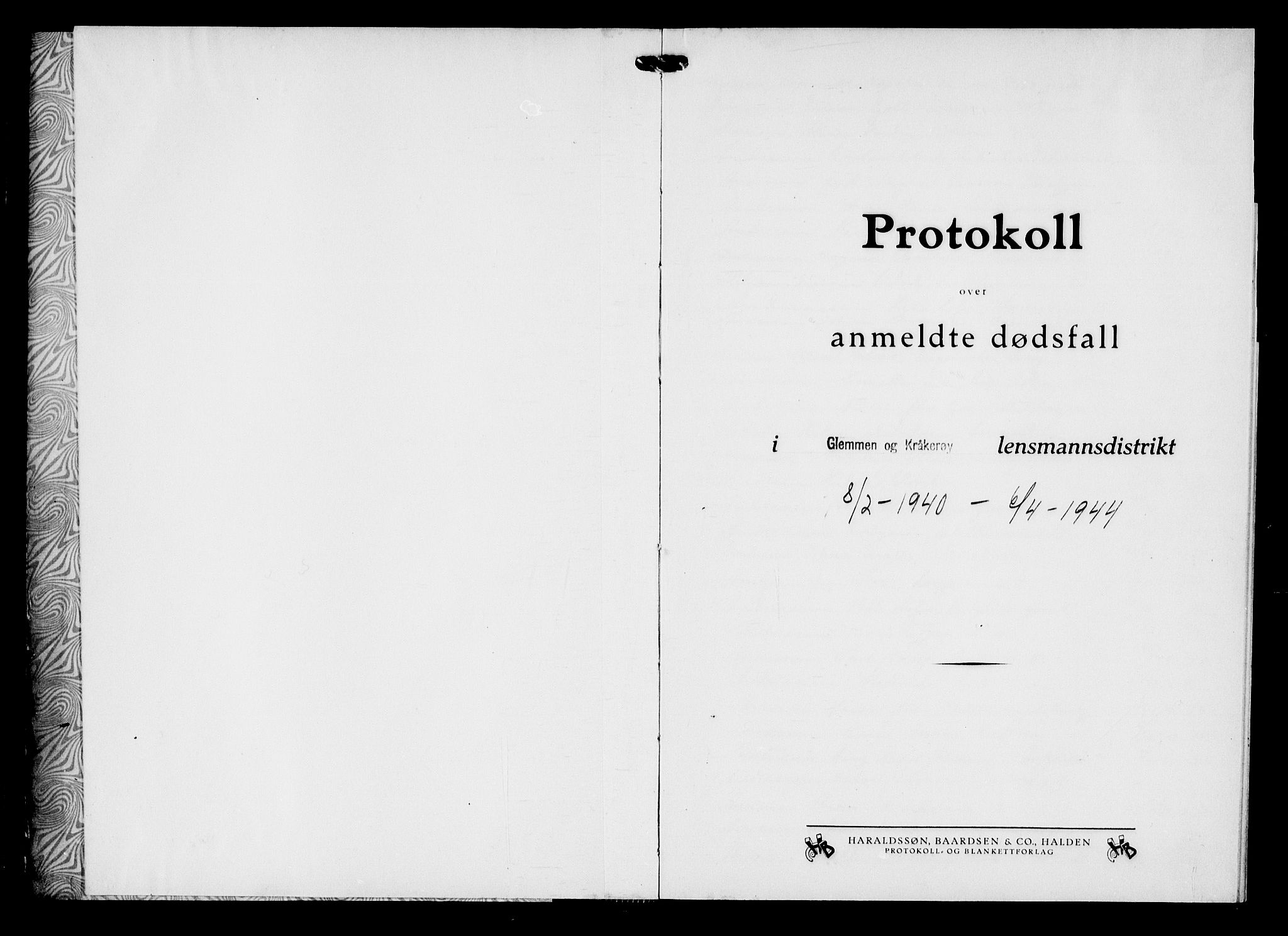 Glemmen lensmannskontor, AV/SAO-A-10123/H/Ha/Haa/L0007: Dødsfallsprotokoll, 1940-1944