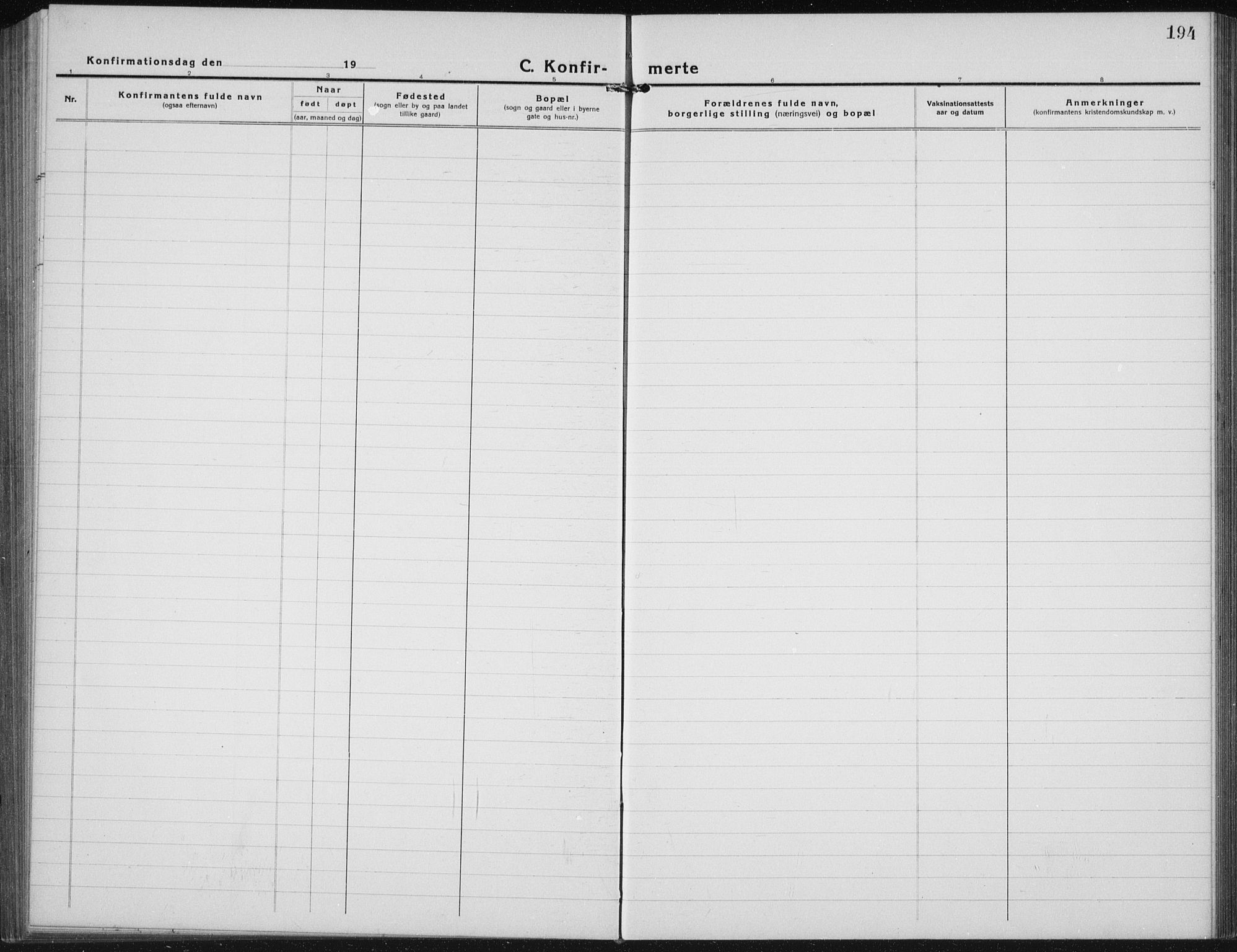 Vardal prestekontor, AV/SAH-PREST-100/H/Ha/Hab/L0017: Parish register (copy) no. 17, 1922-1941, p. 194