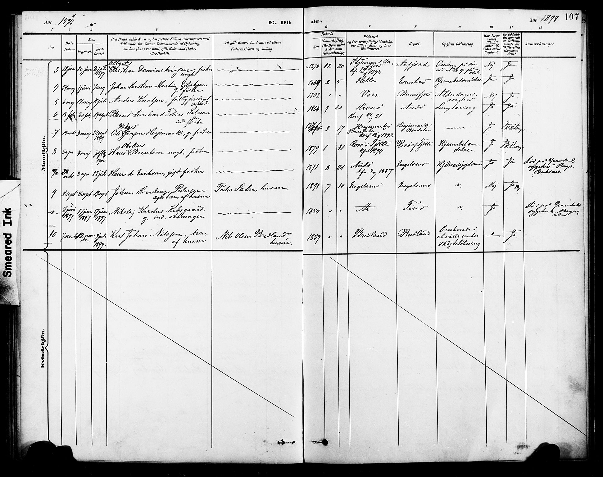 Ministerialprotokoller, klokkerbøker og fødselsregistre - Nordland, AV/SAT-A-1459/886/L1220: Parish register (official) no. 886A02, 1892-1903, p. 107