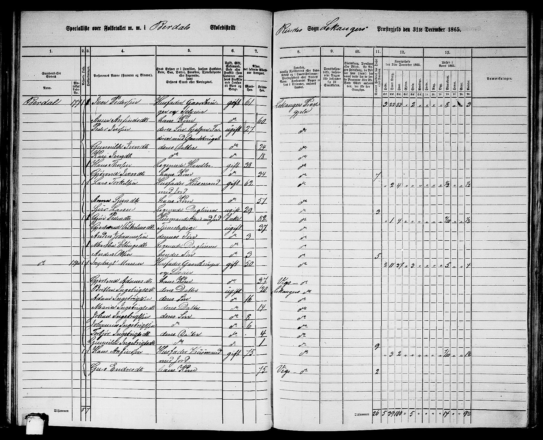 RA, 1865 census for Leikanger, 1865, p. 69