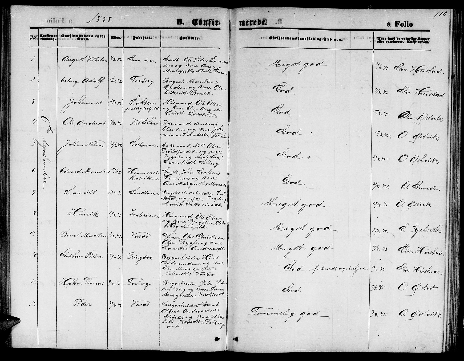 Ministerialprotokoller, klokkerbøker og fødselsregistre - Nord-Trøndelag, SAT/A-1458/722/L0225: Parish register (copy) no. 722C01, 1871-1888, p. 110