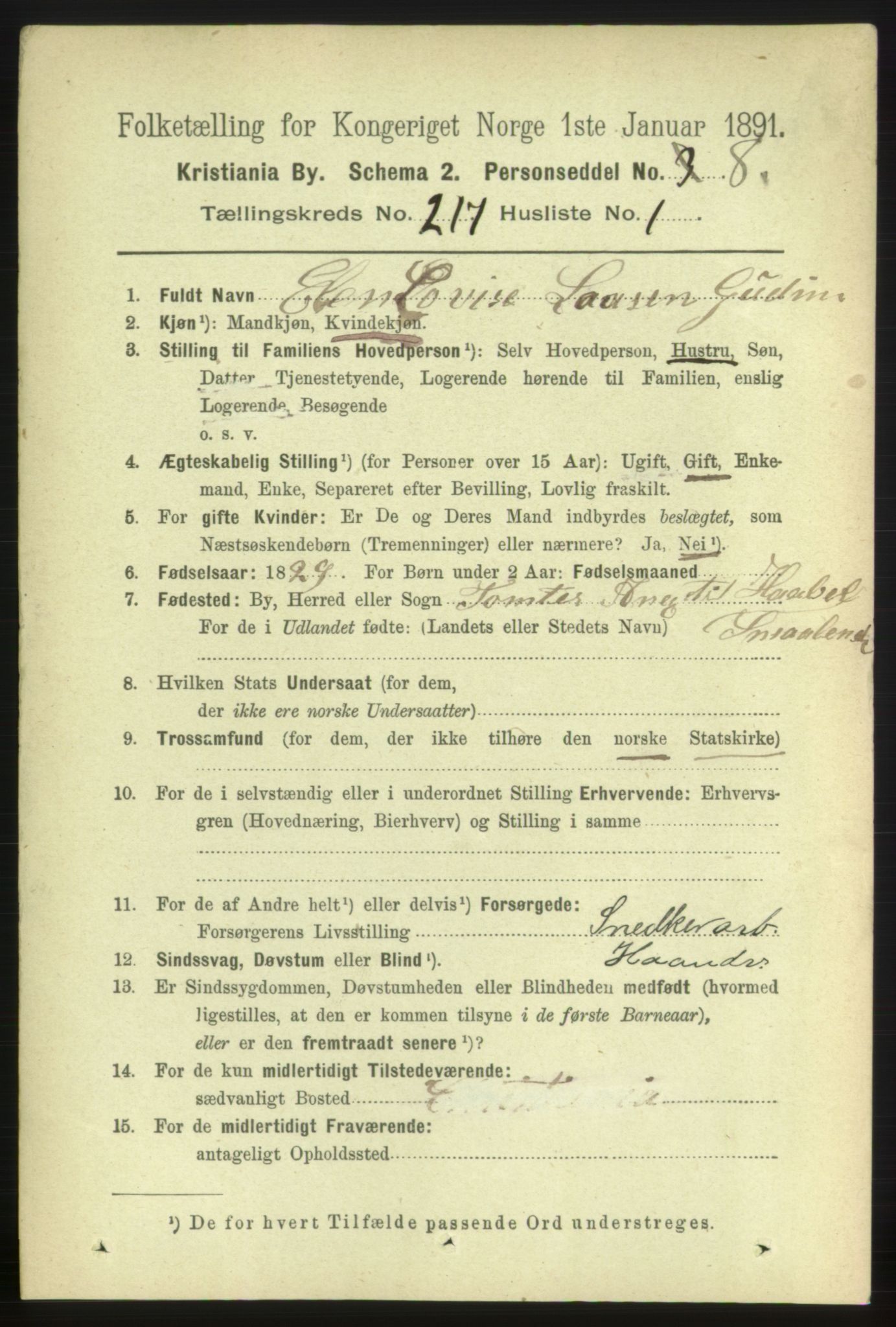 RA, 1891 census for 0301 Kristiania, 1891, p. 128355