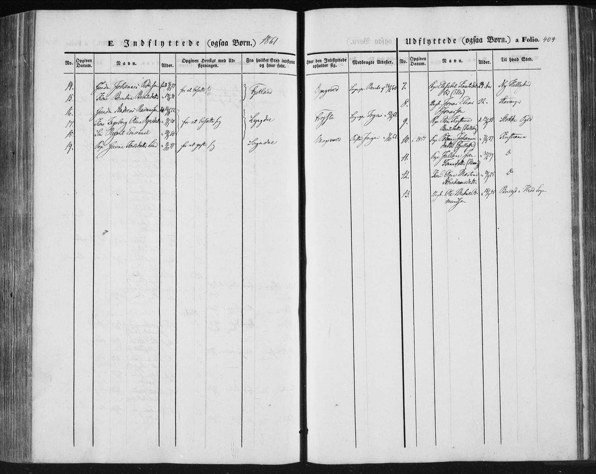 Lista sokneprestkontor, SAK/1111-0027/F/Fa/L0010: Parish register (official) no. A 10, 1846-1861, p. 404