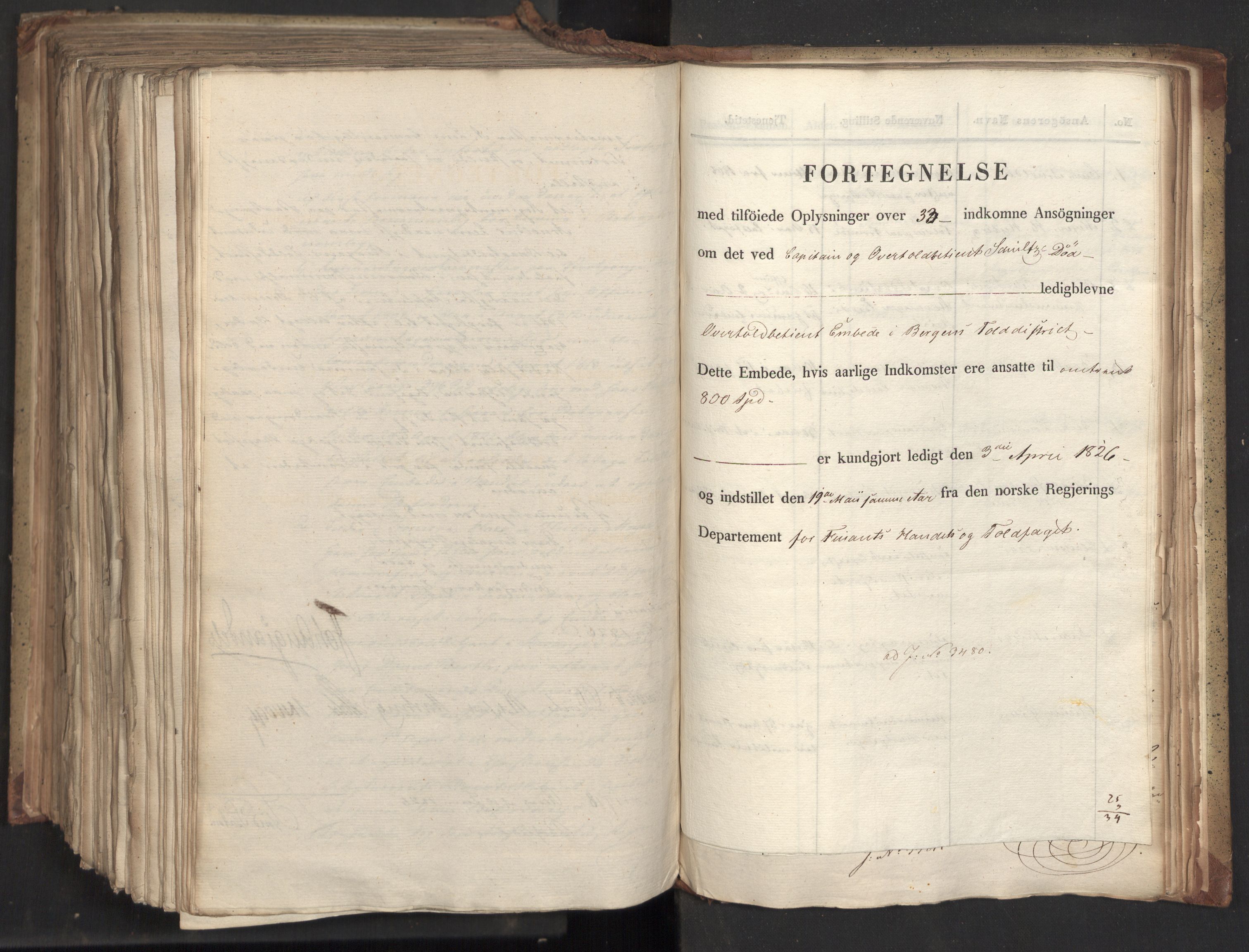 Statsrådsavdelingen i Stockholm, AV/RA-S-1003/D/Da/L0046: Regjeringsinnstillinger nr. 3308-3500, 1826, p. 483
