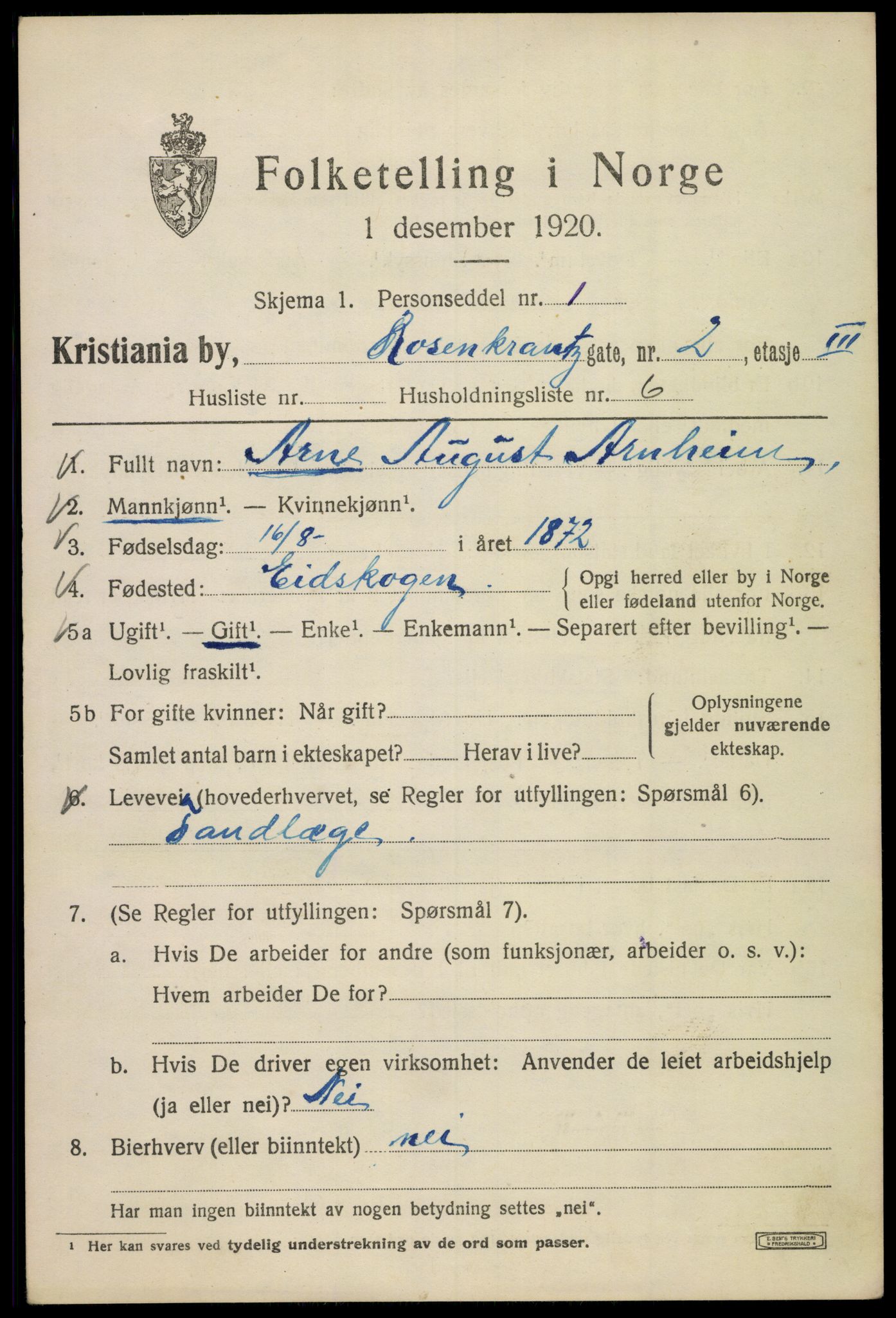 SAO, 1920 census for Kristiania, 1920, p. 466639