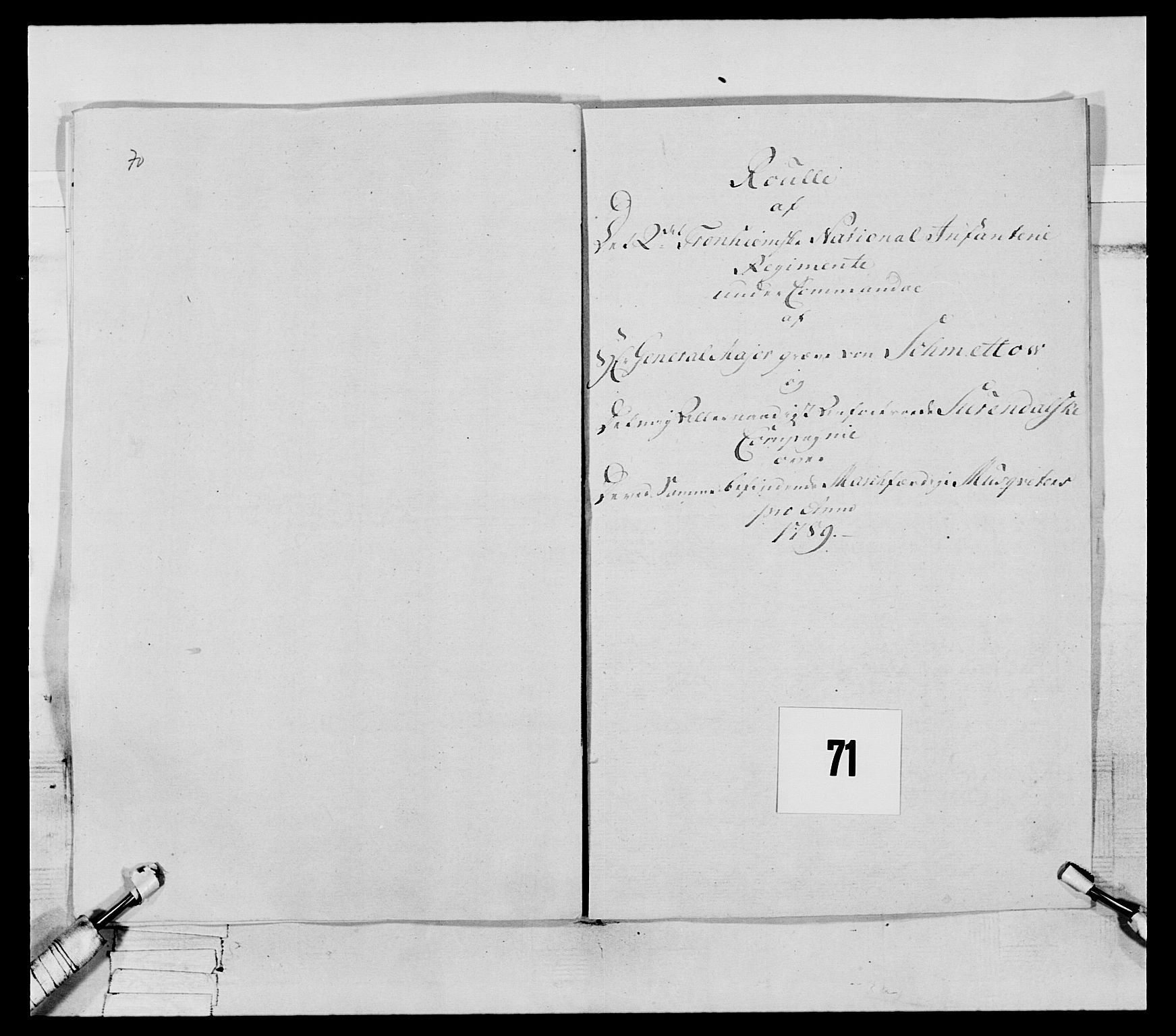 Generalitets- og kommissariatskollegiet, Det kongelige norske kommissariatskollegium, RA/EA-5420/E/Eh/L0079: 2. Trondheimske nasjonale infanteriregiment, 1782-1789, p. 331