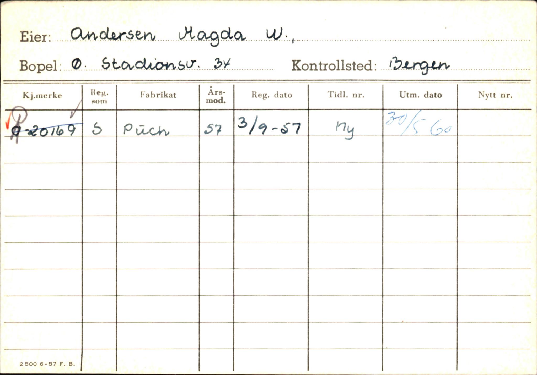 Statens vegvesen, Hordaland vegkontor, SAB/A-5201/2/Ha/L0002: R-eierkort A, 1920-1971, p. 2