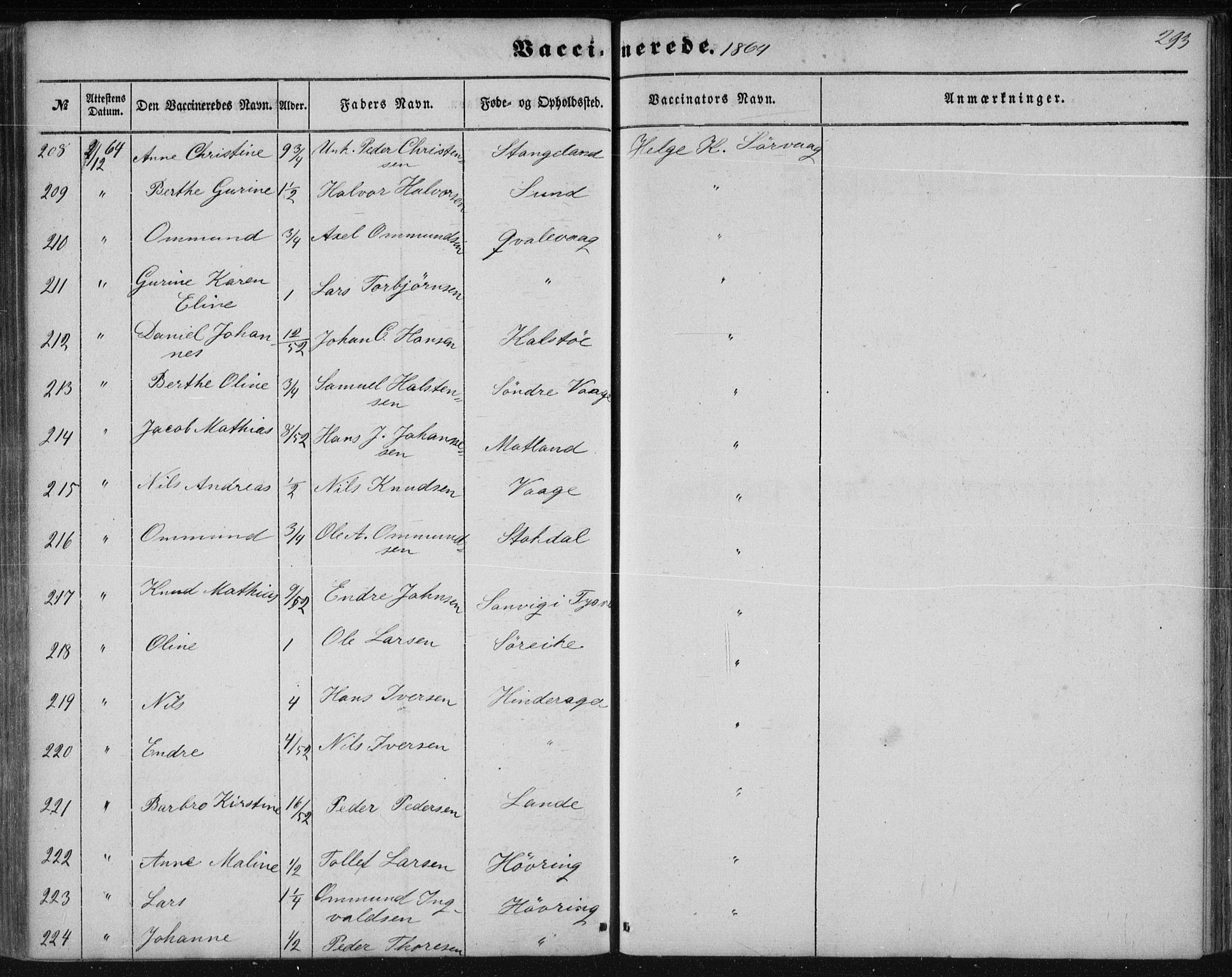 Avaldsnes sokneprestkontor, AV/SAST-A -101851/H/Ha/Haa/L0009: Parish register (official) no. A 9, 1853-1865, p. 293