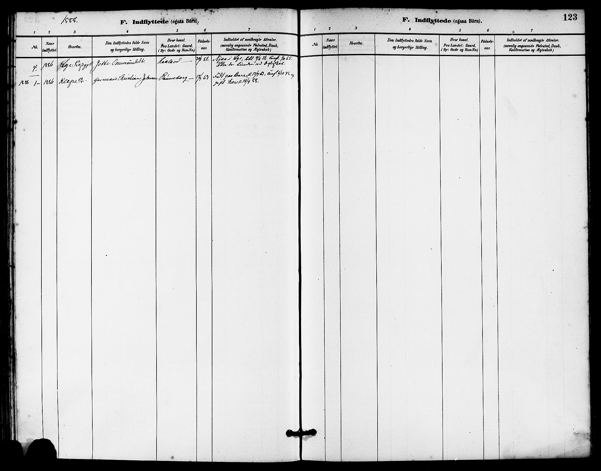 Håland sokneprestkontor, SAST/A-101802/001/30BA/L0010: Parish register (official) no. A 9, 1883-1888, p. 123