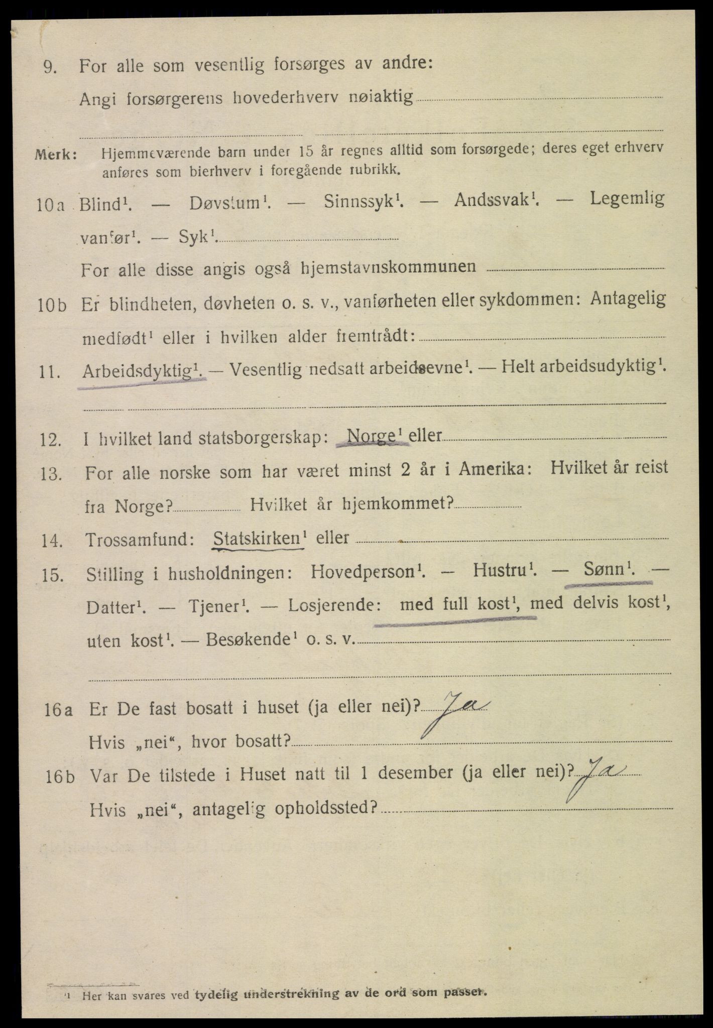 SAT, 1920 census for Steinkjer, 1920, p. 4869