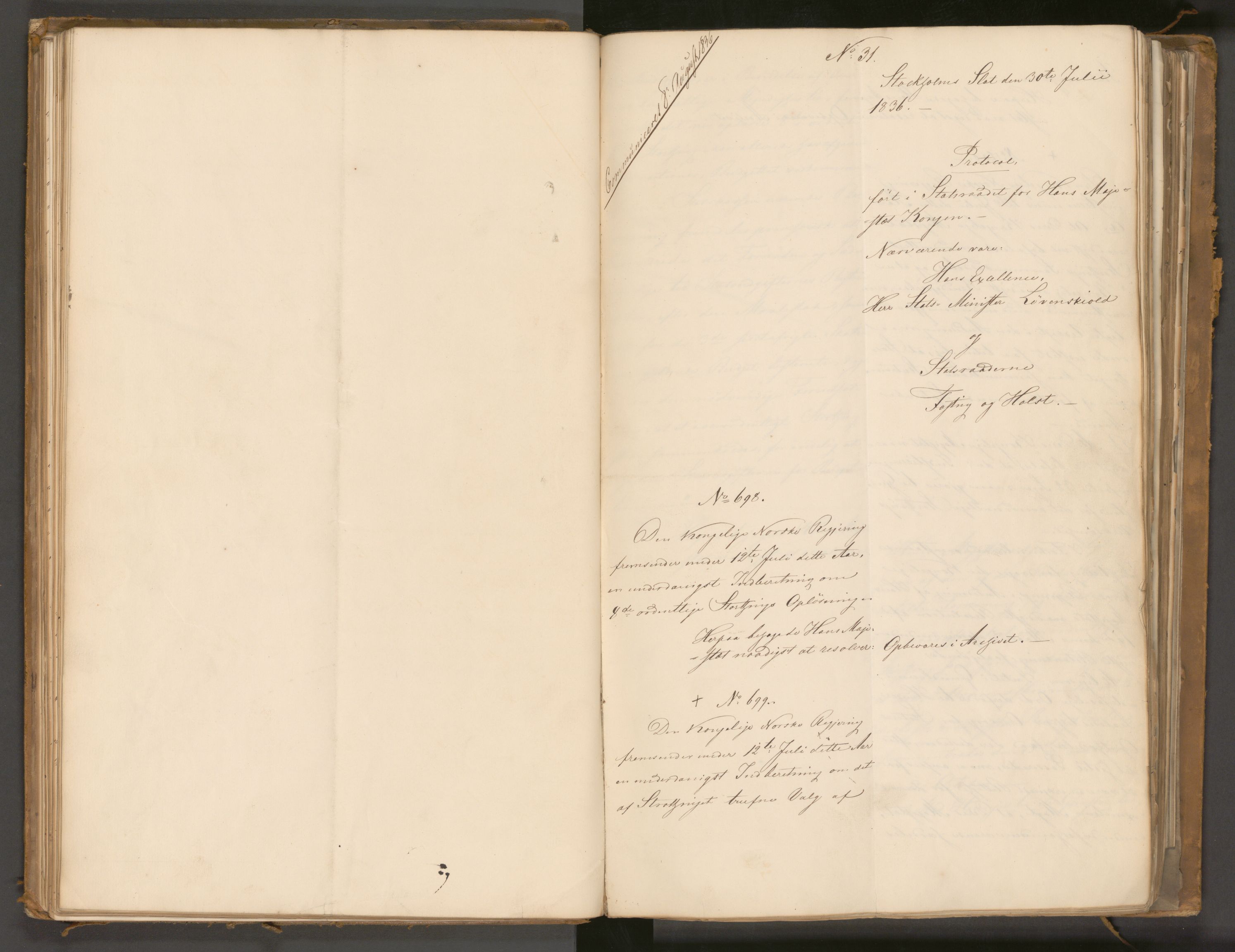 Statsrådssekretariatet, AV/RA-S-1001/A/Ab/L0043: Kgl. res. nr. 632-1192, 2. halvår, 1836