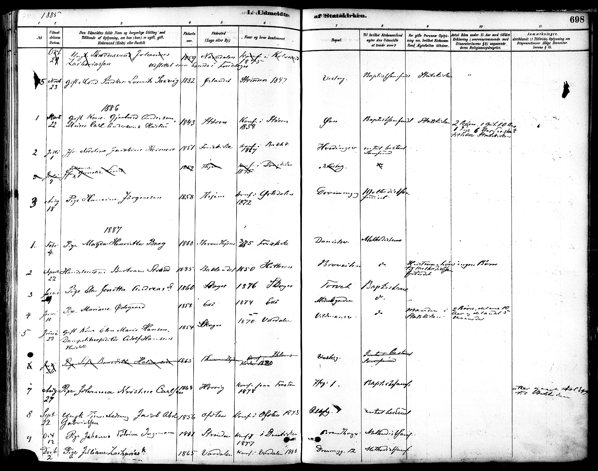 Ministerialprotokoller, klokkerbøker og fødselsregistre - Sør-Trøndelag, SAT/A-1456/601/L0058: Parish register (official) no. 601A26, 1877-1891, p. 698