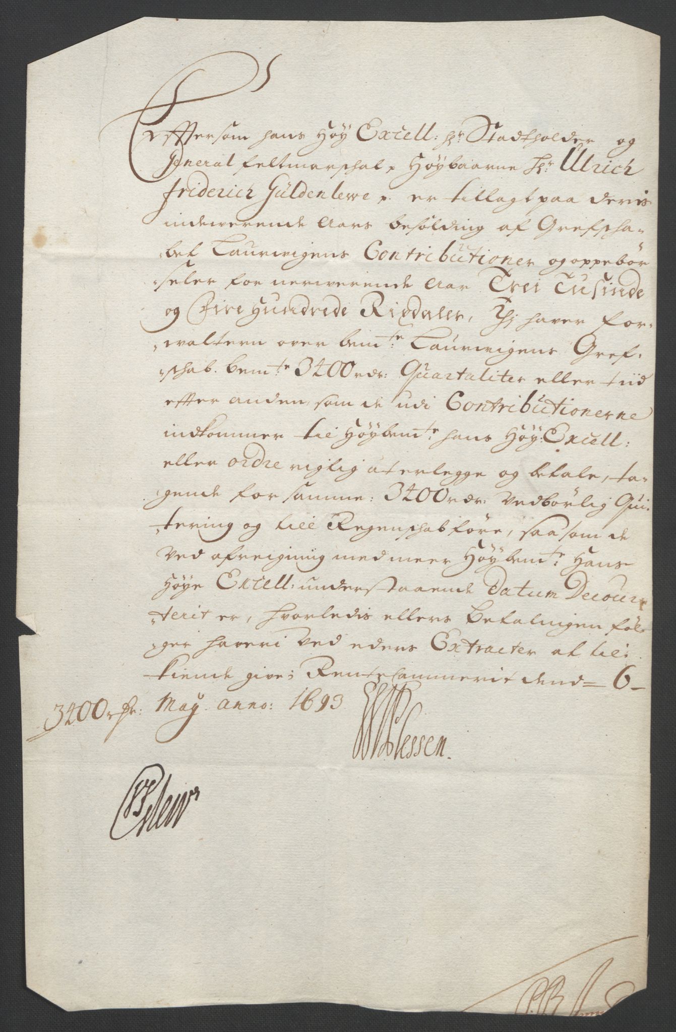 Rentekammeret inntil 1814, Reviderte regnskaper, Fogderegnskap, AV/RA-EA-4092/R33/L1974: Fogderegnskap Larvik grevskap, 1693-1695, p. 66