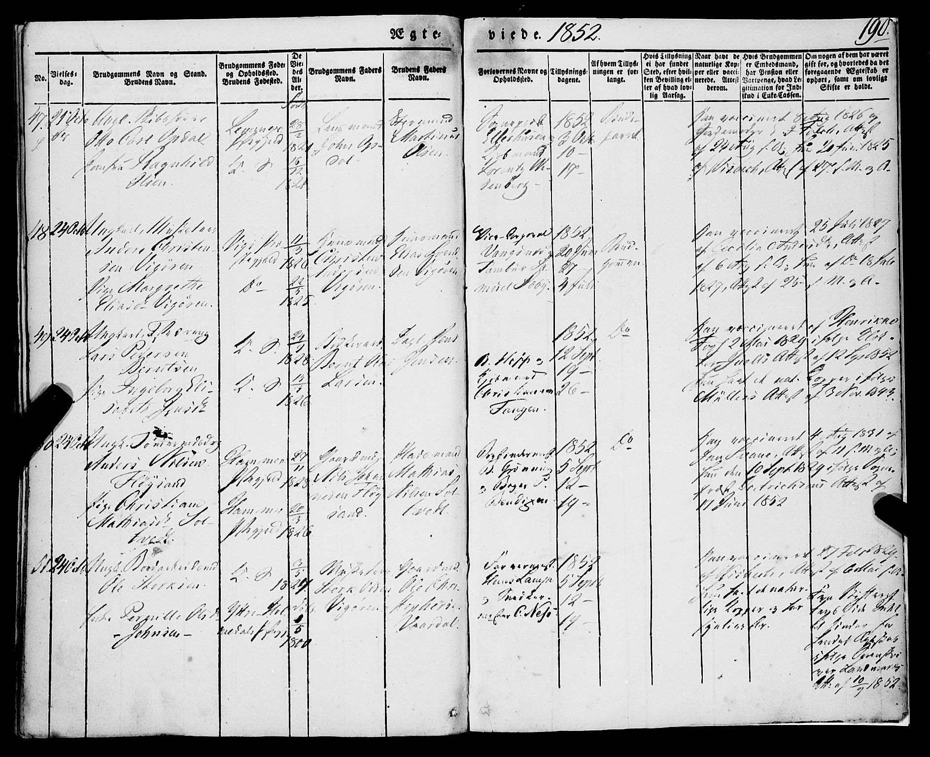 Korskirken sokneprestembete, SAB/A-76101/H/Haa/L0034: Parish register (official) no. D 1, 1832-1852, p. 190