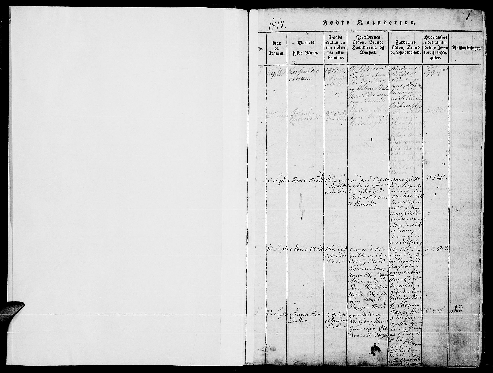 Grue prestekontor, SAH/PREST-036/H/Ha/Hab/L0001: Parish register (copy) no. 1, 1814-1841, p. 1