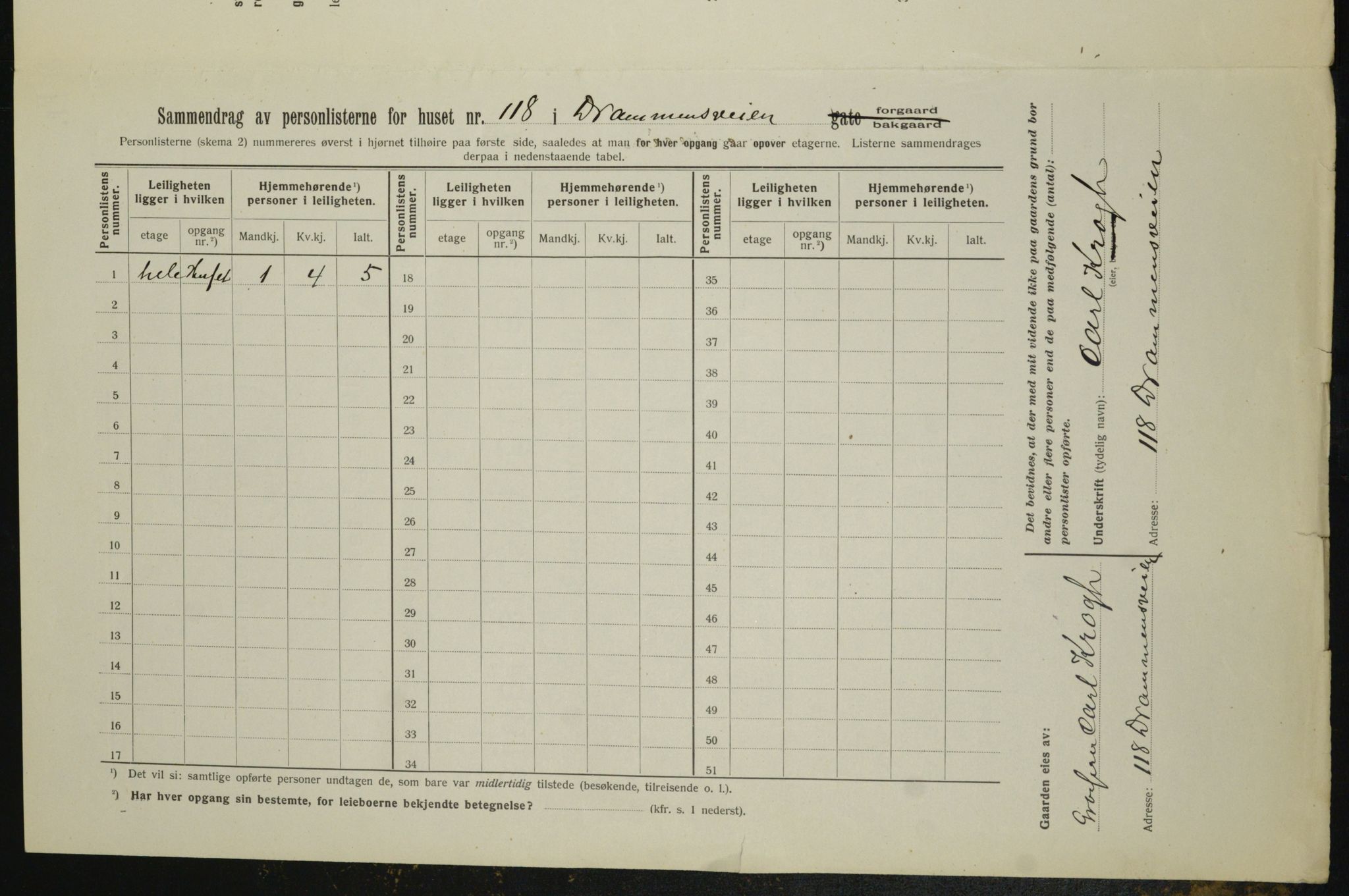 OBA, Municipal Census 1913 for Kristiania, 1913, p. 17189