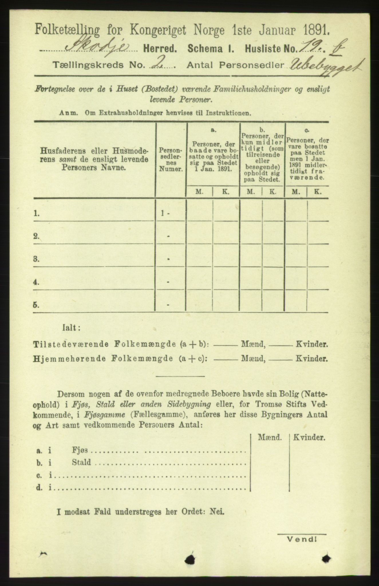 RA, 1891 census for 1529 Skodje, 1891, p. 265