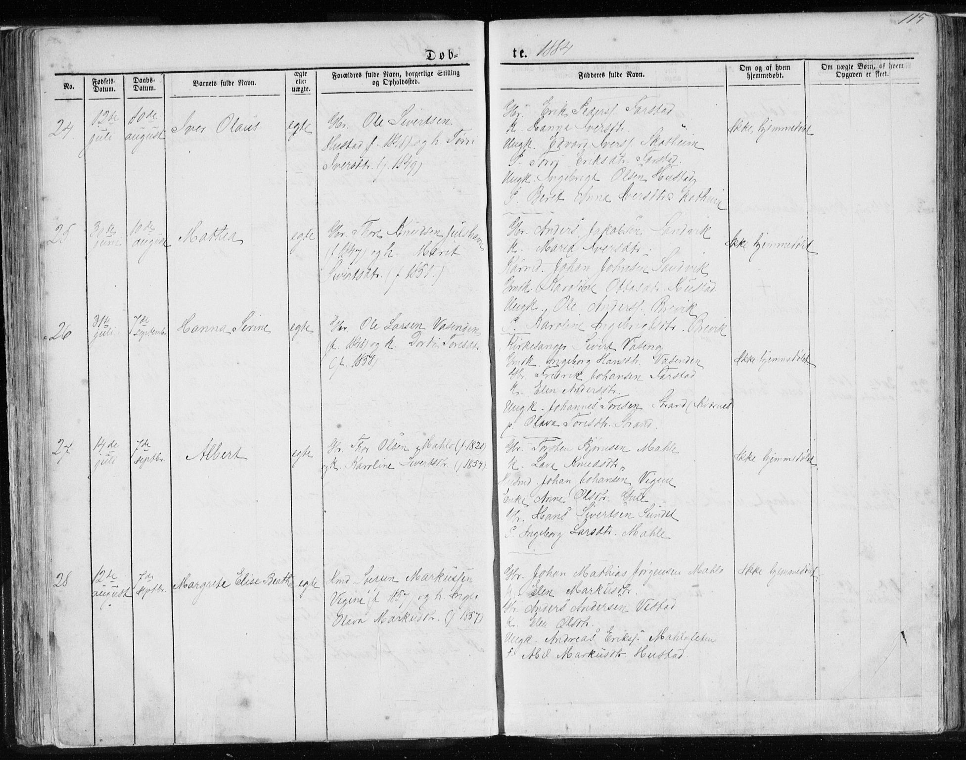 Ministerialprotokoller, klokkerbøker og fødselsregistre - Møre og Romsdal, AV/SAT-A-1454/567/L0782: Parish register (copy) no. 567C02, 1867-1886, p. 115