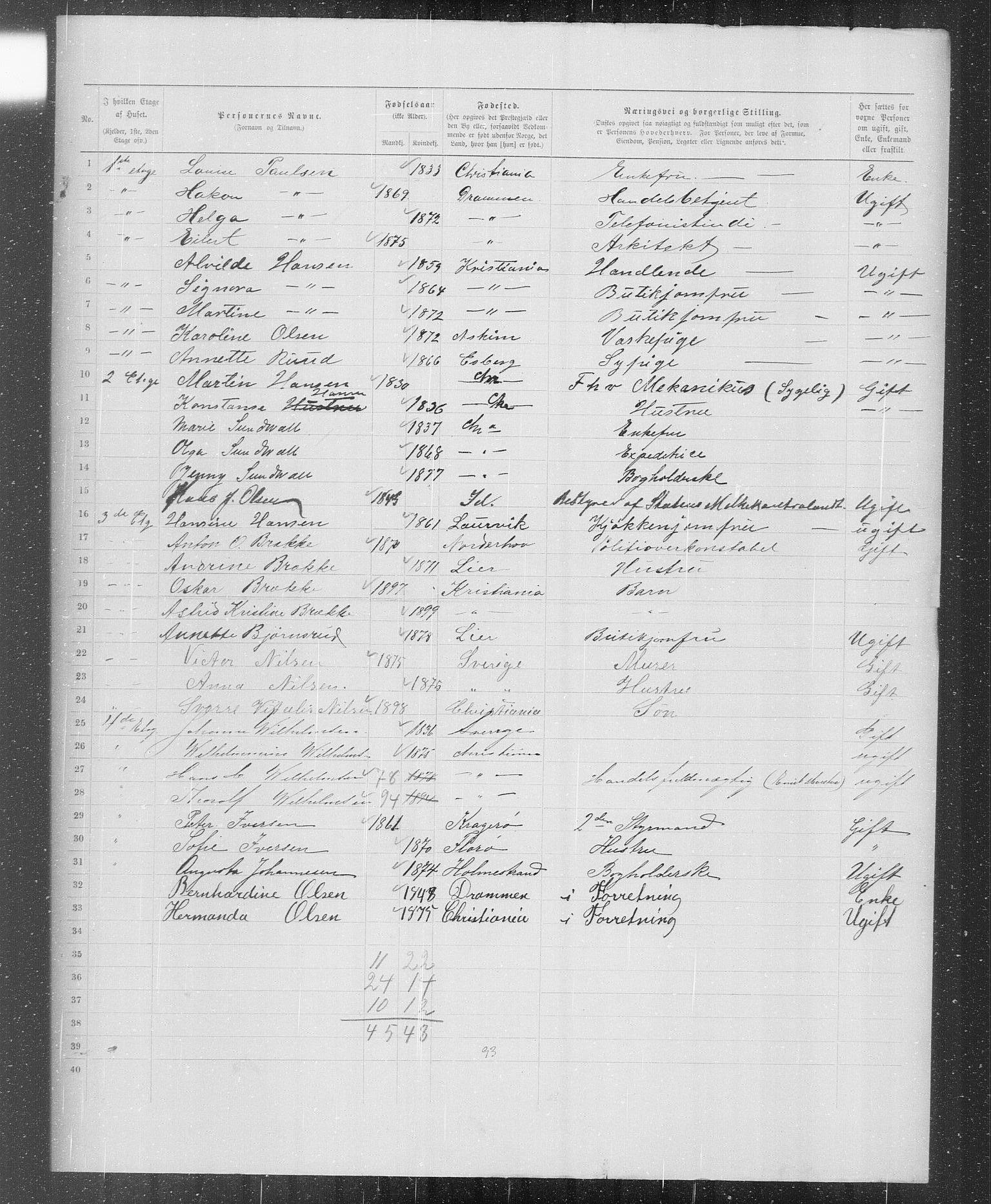 OBA, Municipal Census 1899 for Kristiania, 1899, p. 2106