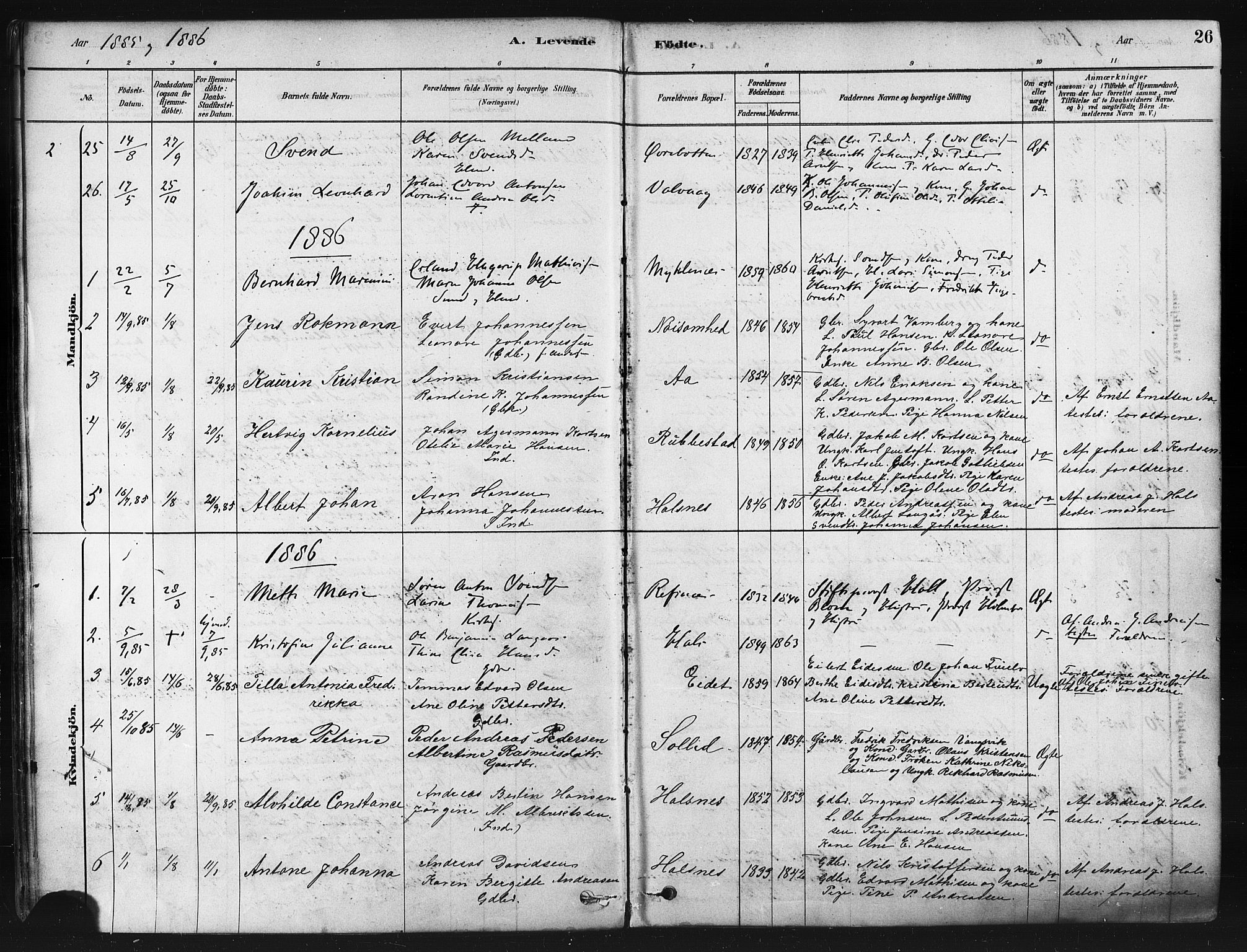 Tranøy sokneprestkontor, AV/SATØ-S-1313/I/Ia/Iaa/L0009kirke: Parish register (official) no. 9, 1878-1904, p. 26