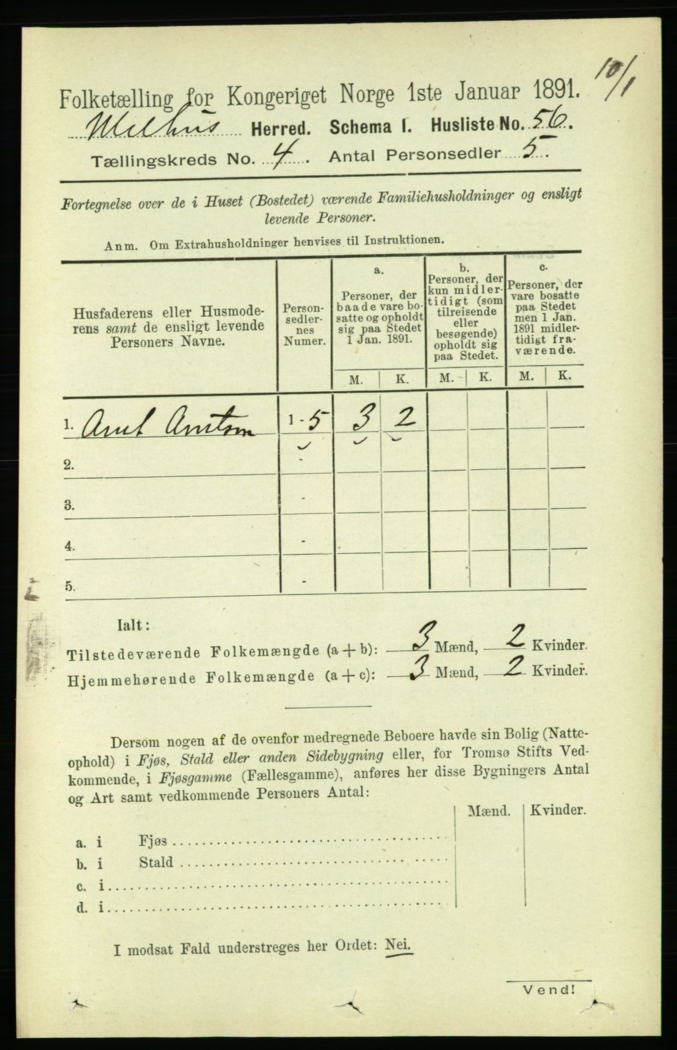 RA, 1891 census for 1653 Melhus, 1891, p. 1957