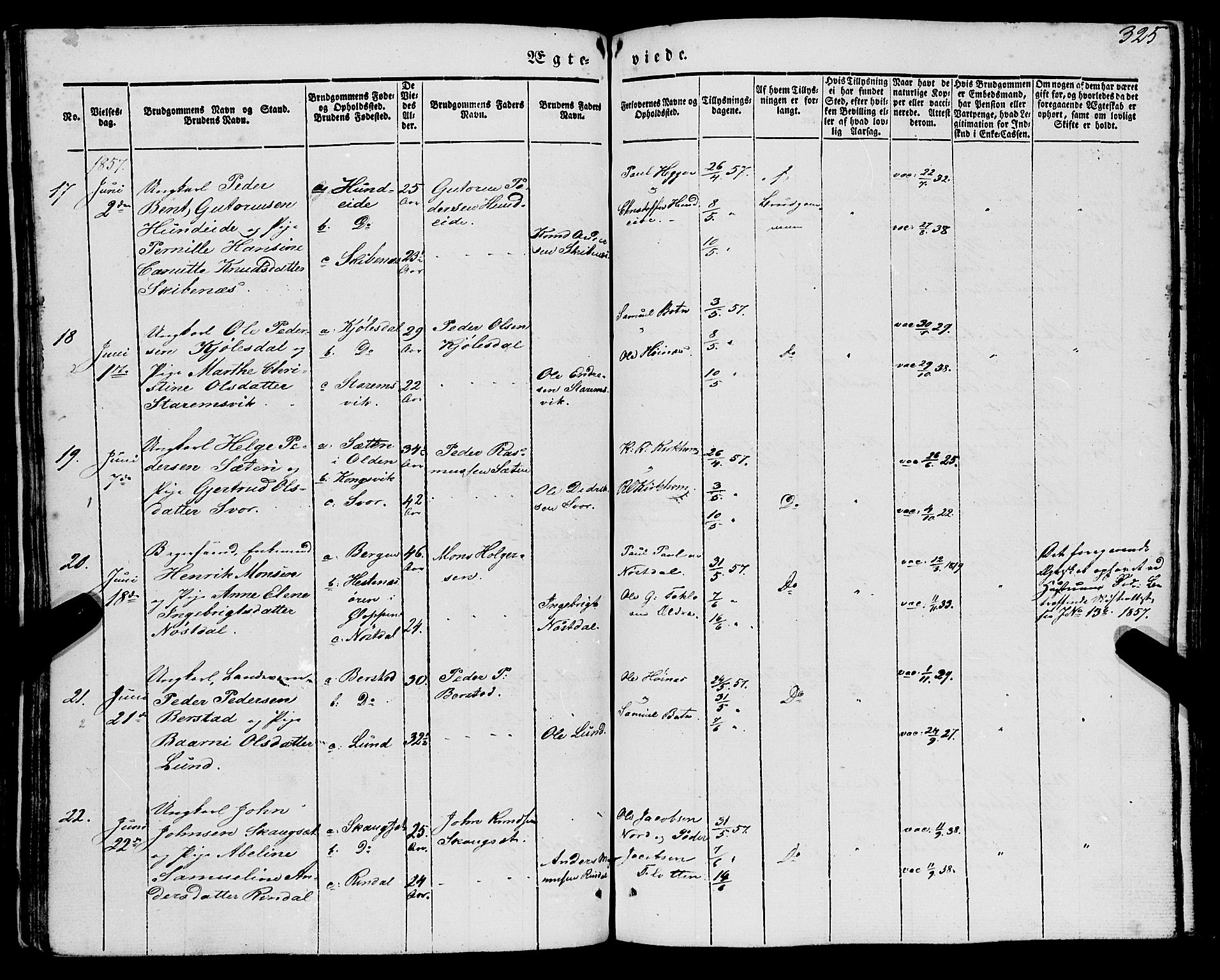 Eid sokneprestembete, AV/SAB-A-82301/H/Haa/Haaa/L0007: Parish register (official) no. A 7, 1844-1858, p. 325