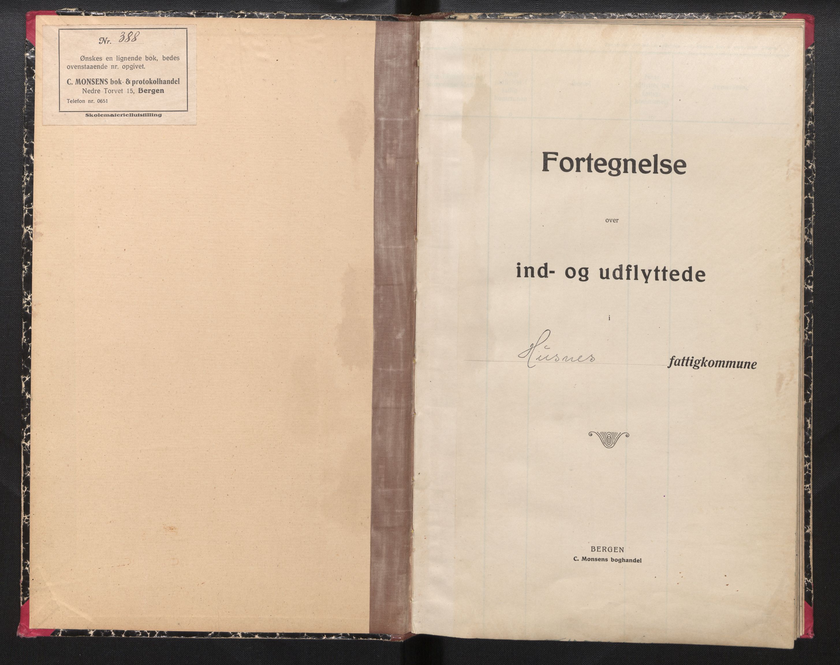 Lensmannen i Kvinnherad, AV/SAB-A-33301/1/0020/L0004: Protokoll over inn- og utflytte i Husnes fattigkommune, 1927-1943