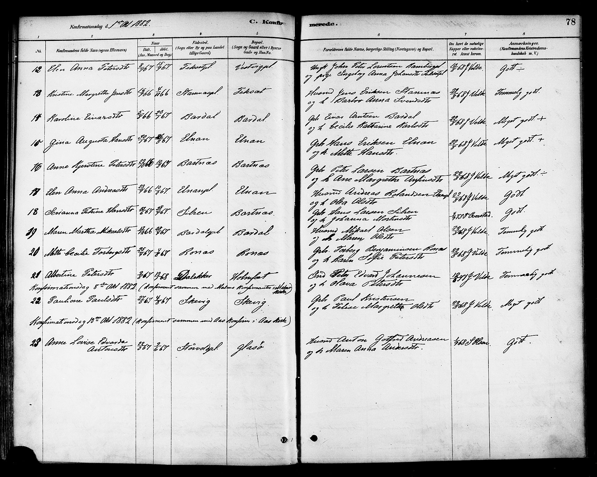 Ministerialprotokoller, klokkerbøker og fødselsregistre - Nord-Trøndelag, SAT/A-1458/741/L0395: Parish register (official) no. 741A09, 1878-1888, p. 78