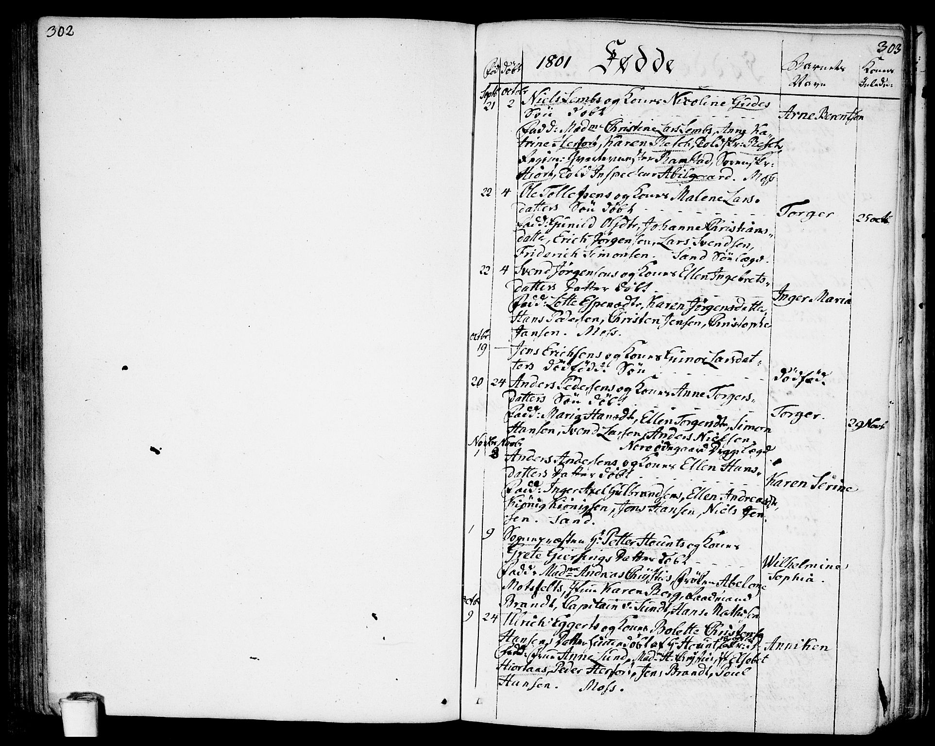 Moss prestekontor Kirkebøker, SAO/A-2003/F/Fa/L0004: Parish register (official) no. I 4, 1784-1808, p. 302-303