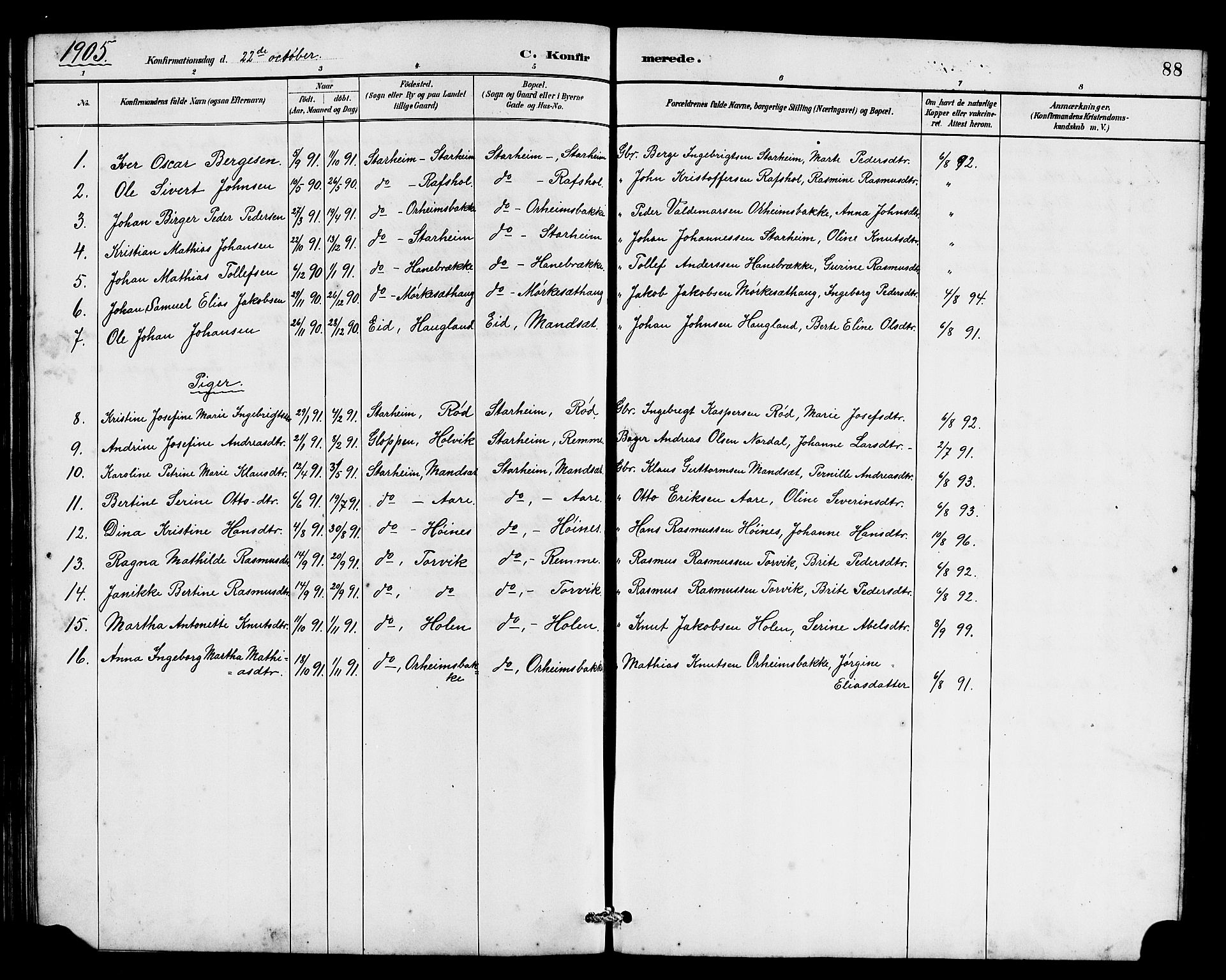 Eid sokneprestembete, AV/SAB-A-82301/H/Hab/Habc/L0002: Parish register (copy) no. C 2, 1887-1906, p. 88