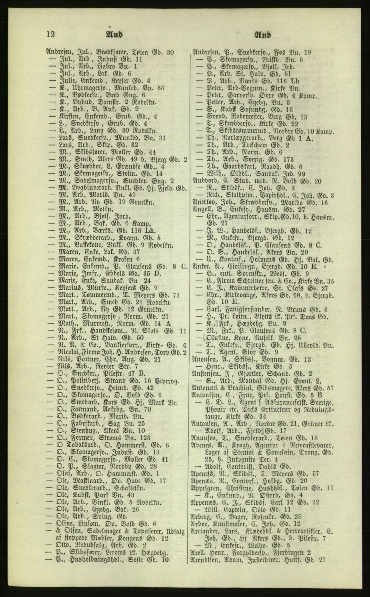 Kristiania/Oslo adressebok, PUBL/-, 1879, p. 12