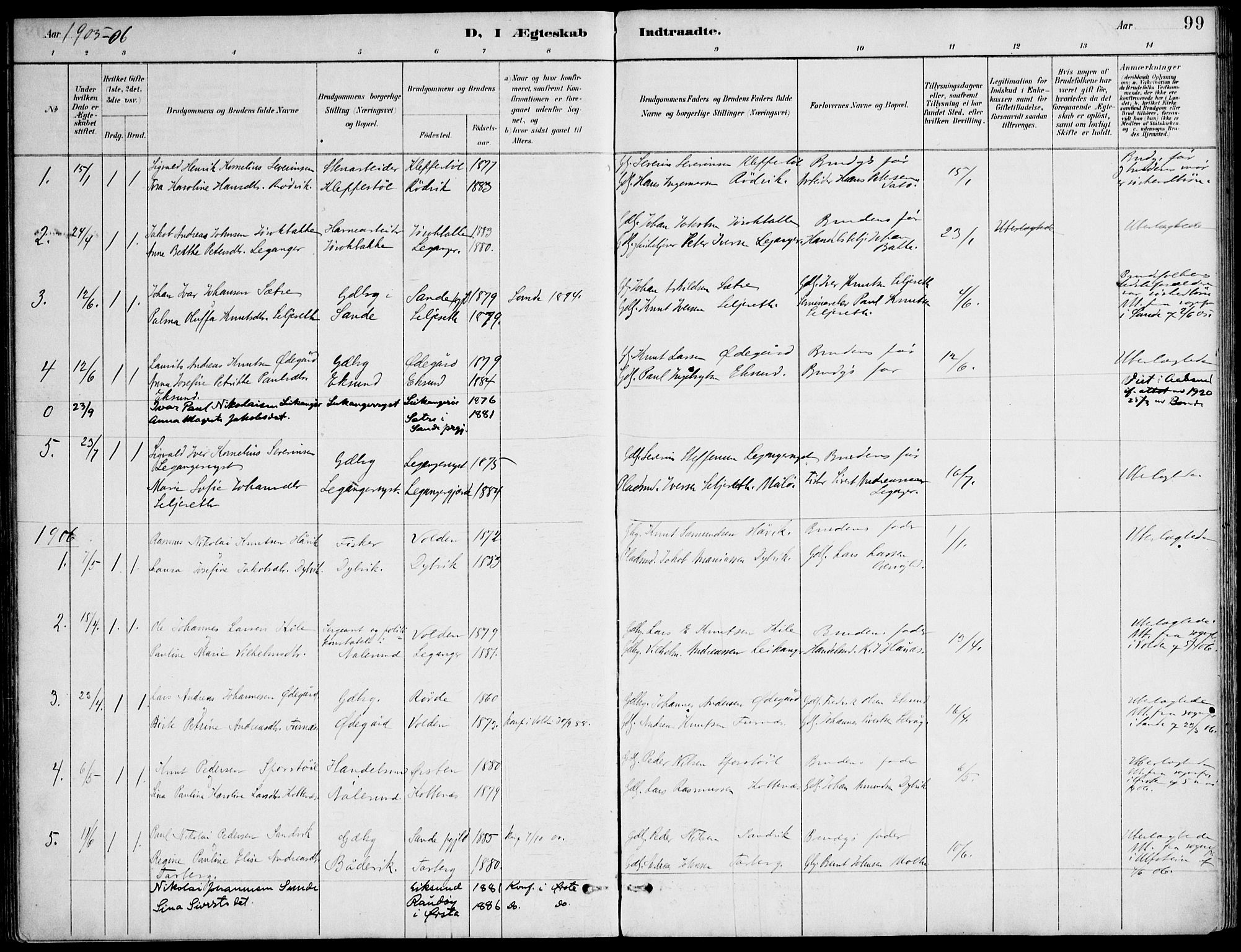 Ministerialprotokoller, klokkerbøker og fødselsregistre - Møre og Romsdal, AV/SAT-A-1454/508/L0095: Parish register (official) no. 508A02, 1887-1920, p. 99