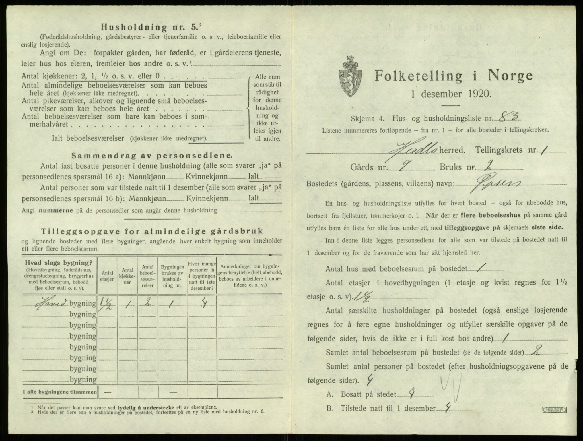 SAB, 1920 census for Herdla, 1920, p. 214